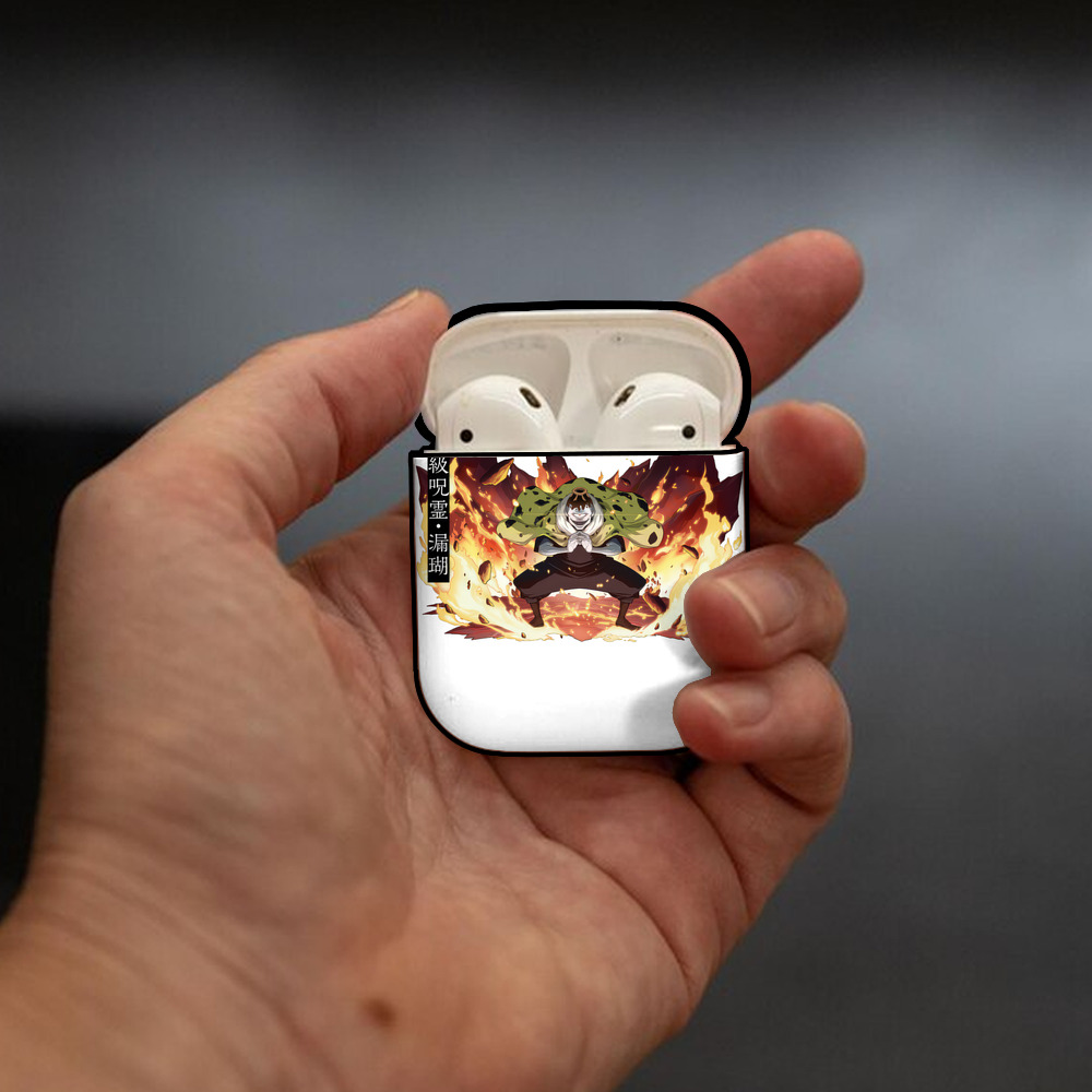 呪術廻戦 Jujutsu Kaisen AirPods 第2世代保護ケース ハードシェル ブラック 耐衝撃・防指紋・カラビナ付き