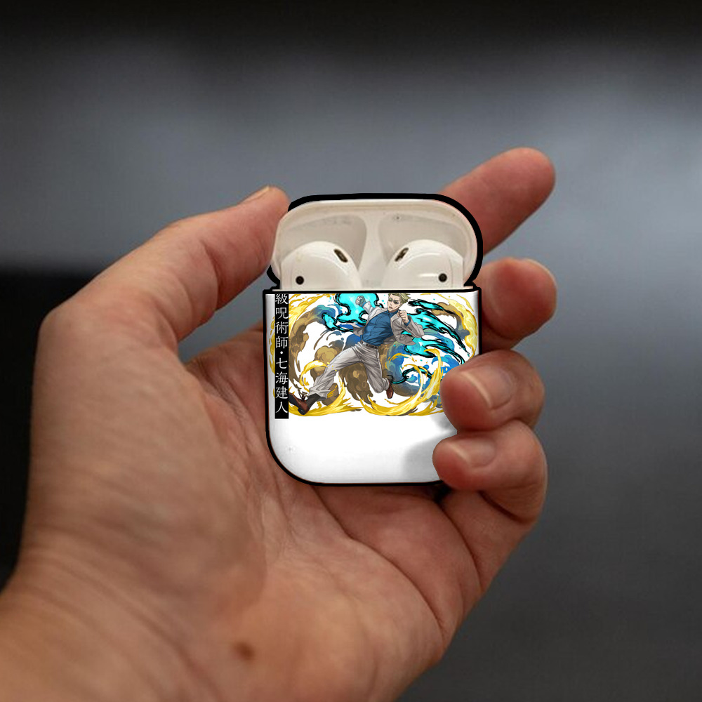 呪術廻戦 Jujutsu Kaisen AirPods 第2世代保護ケース ハードシェル ブラック 耐衝撃・防指紋・カラビナ付き