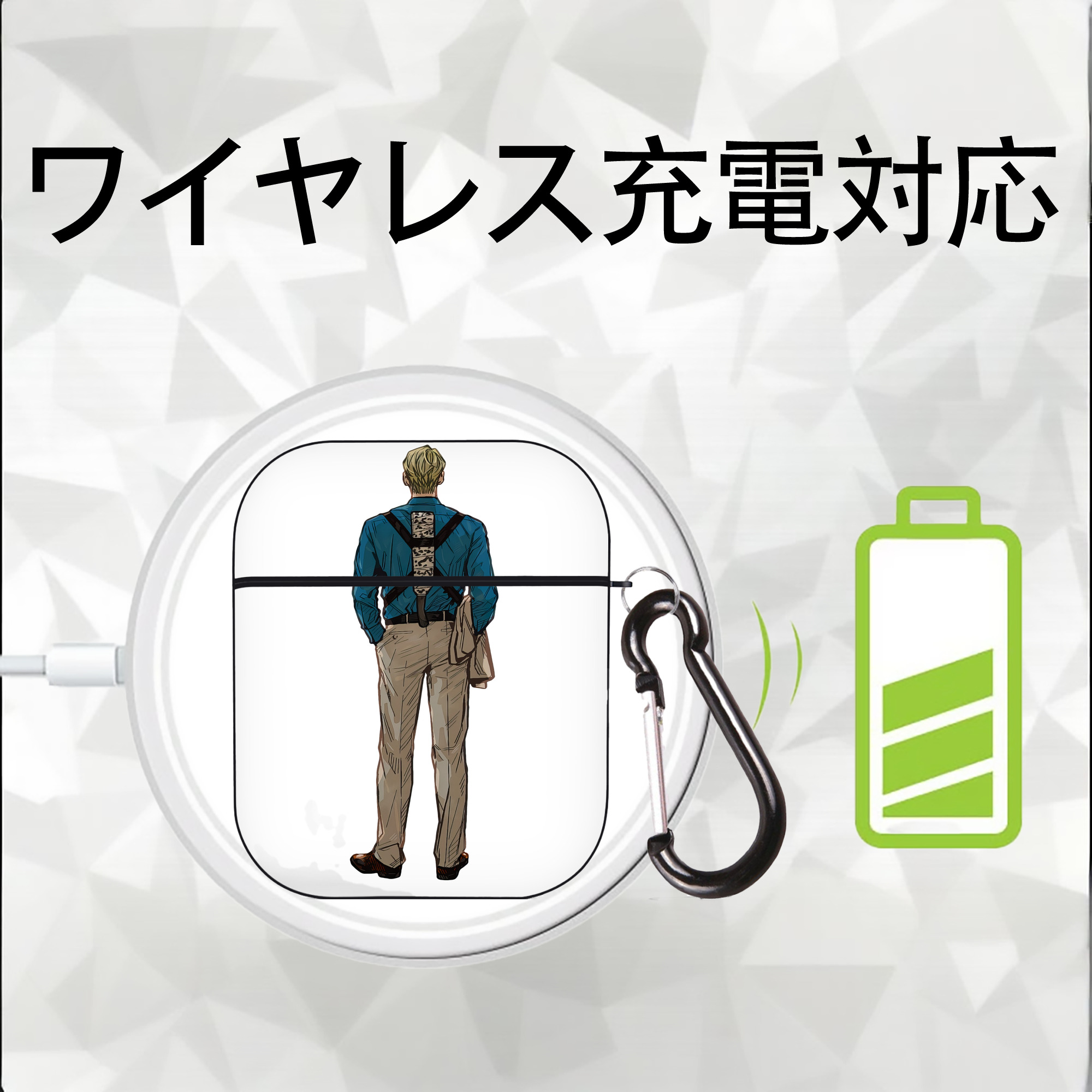 呪術廻戦 Jujutsu Kaisen AirPods 第2世代保護ケース ハードシェル ブラック 耐衝撃・防指紋・カラビナ付き