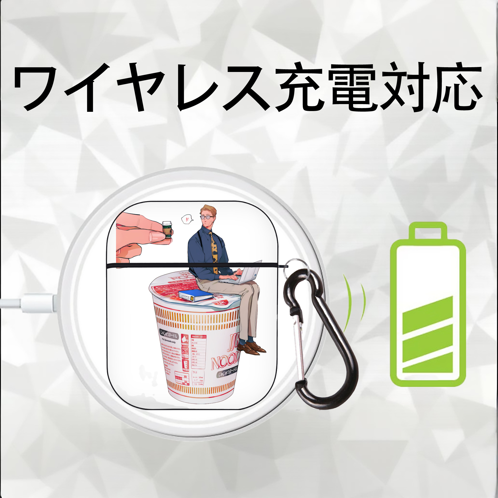 呪術廻戦 Jujutsu Kaisen AirPods 第2世代保護ケース ハードシェル ブラック 耐衝撃・防指紋・カラビナ付き