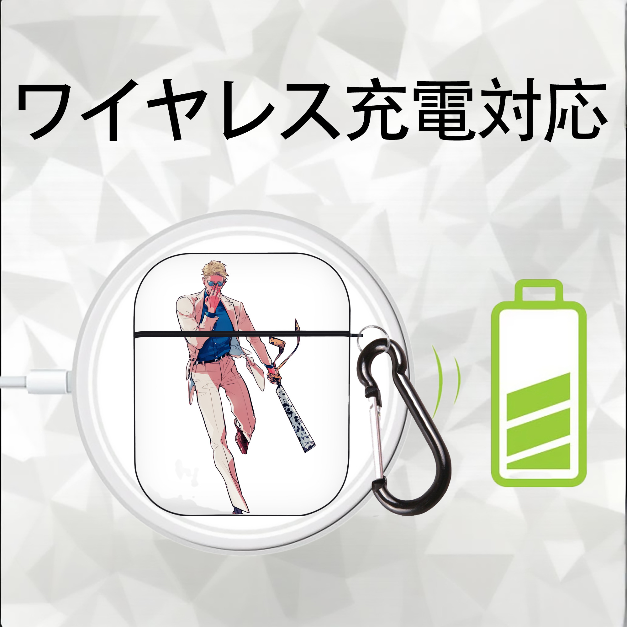 呪術廻戦 Jujutsu Kaisen AirPods 第2世代保護ケース ハードシェル ブラック 耐衝撃・防指紋・カラビナ付き