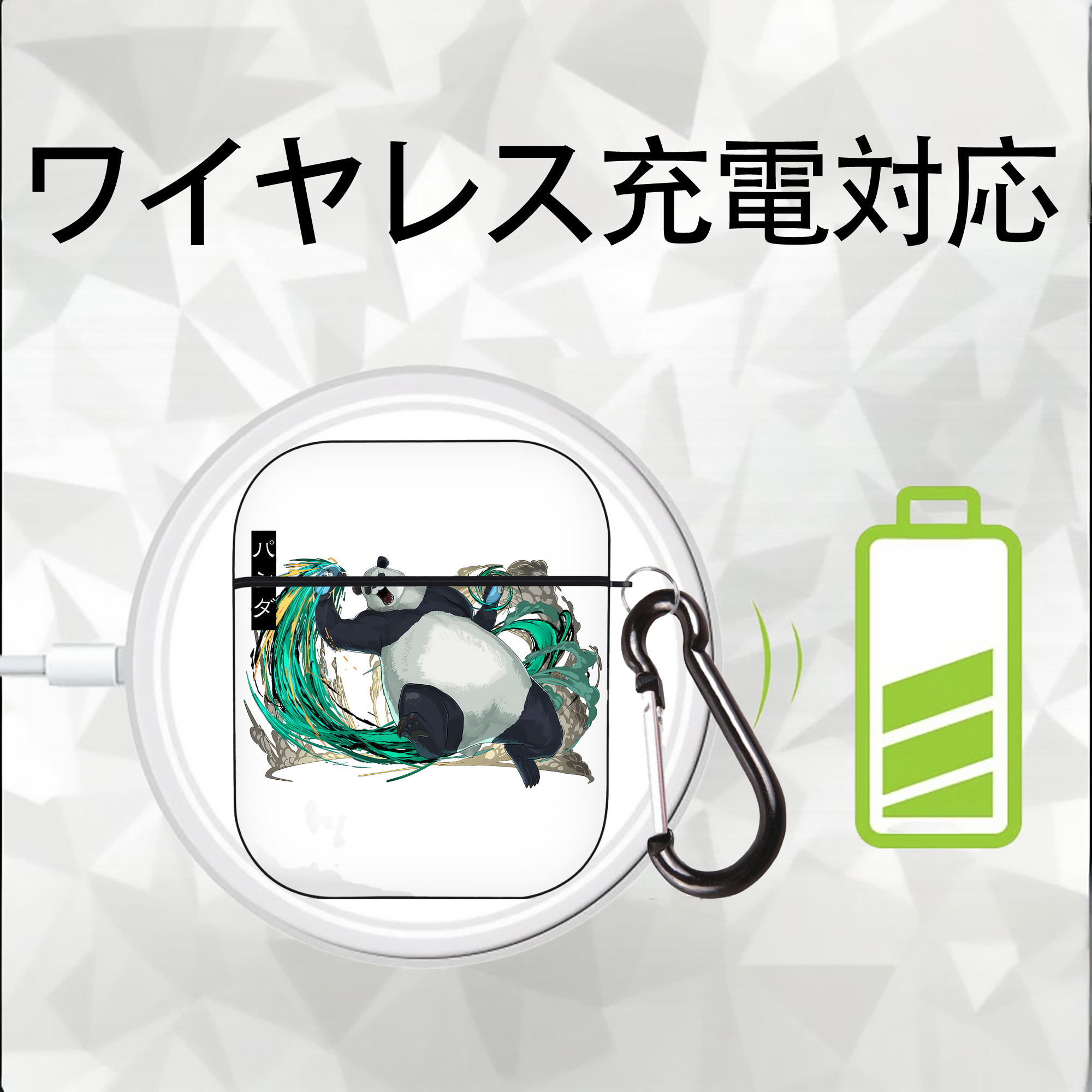 呪術廻戦 Jujutsu Kaisen AirPods 第2世代保護ケース ハードシェル ブラック 耐衝撃・防指紋・カラビナ付き