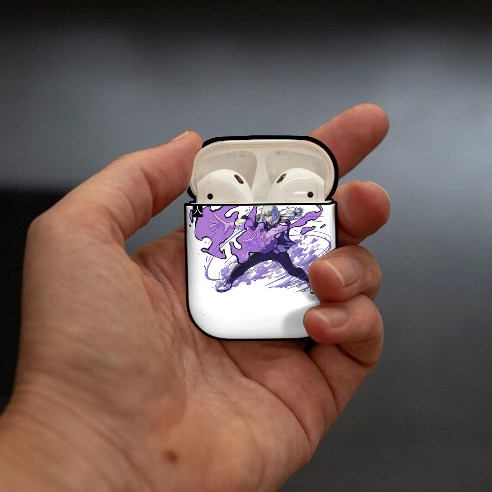 呪術廻戦 Jujutsu Kaisen AirPods 第2世代保護ケース ハードシェル ブラック 耐衝撃・防指紋・カラビナ付き