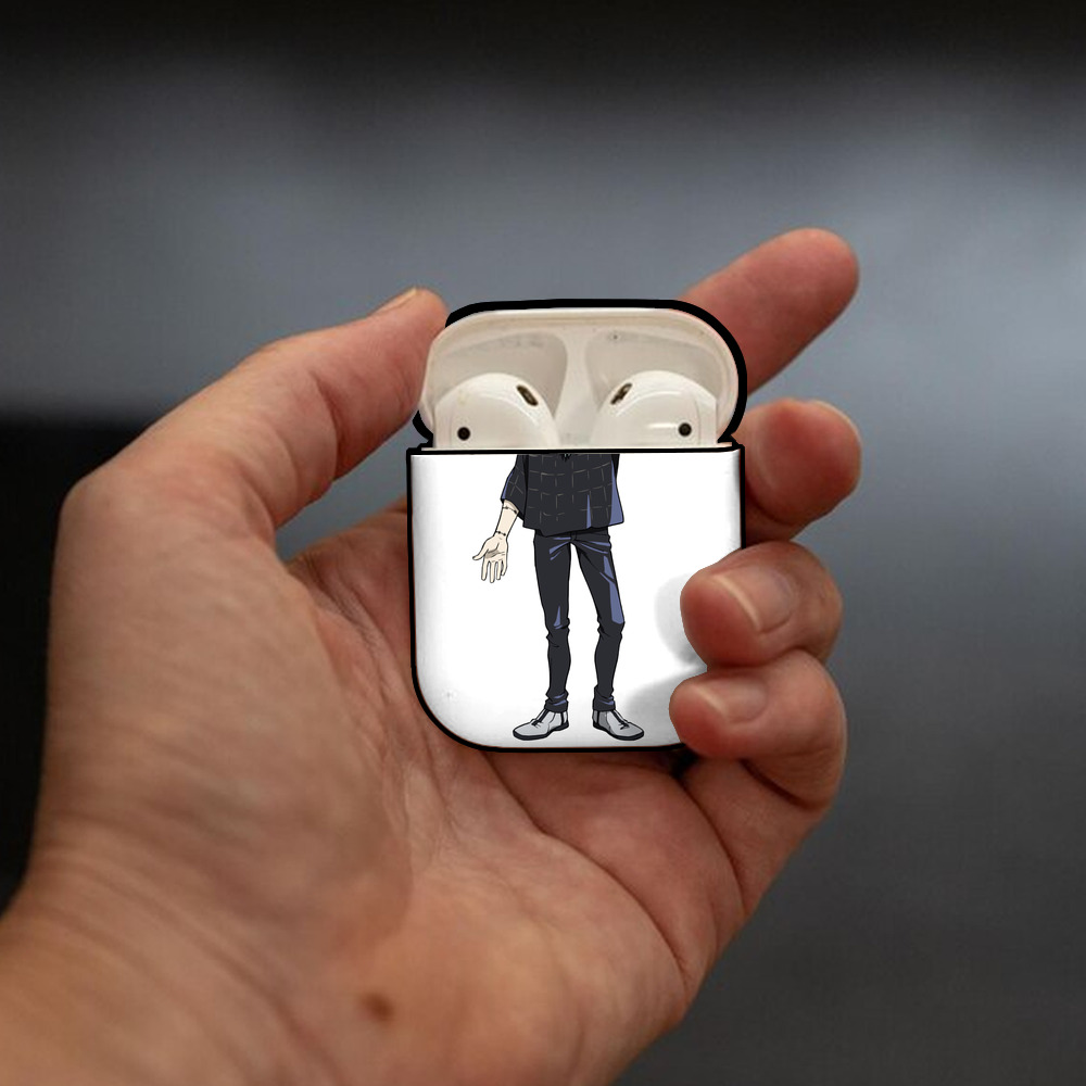 呪術廻戦 Jujutsu Kaisen AirPods 第2世代保護ケース ハードシェル ブラック 耐衝撃・防指紋・カラビナ付き