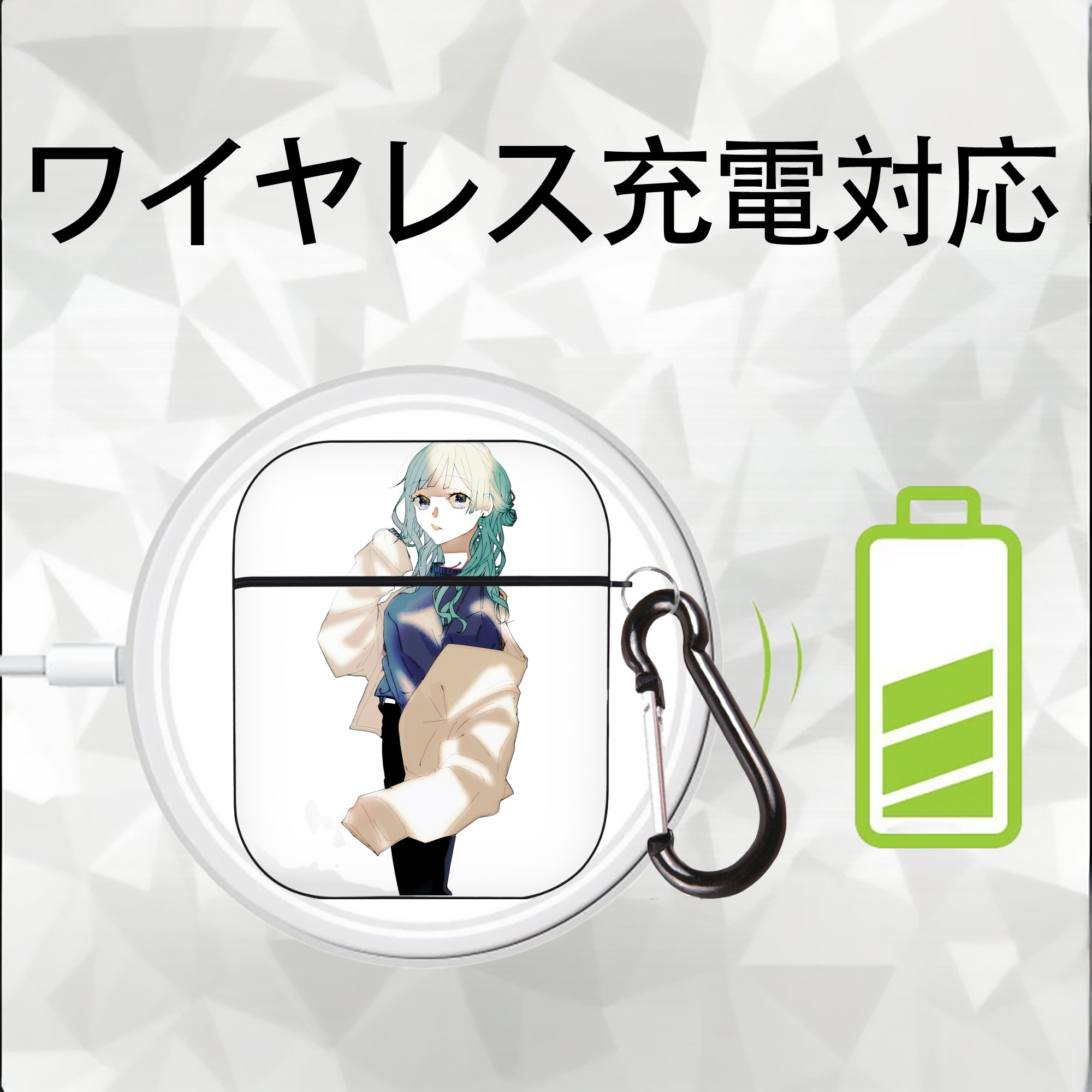 呪術廻戦 Jujutsu Kaisen AirPods 第2世代保護ケース ハードシェル ブラック 耐衝撃・防指紋・カラビナ付き