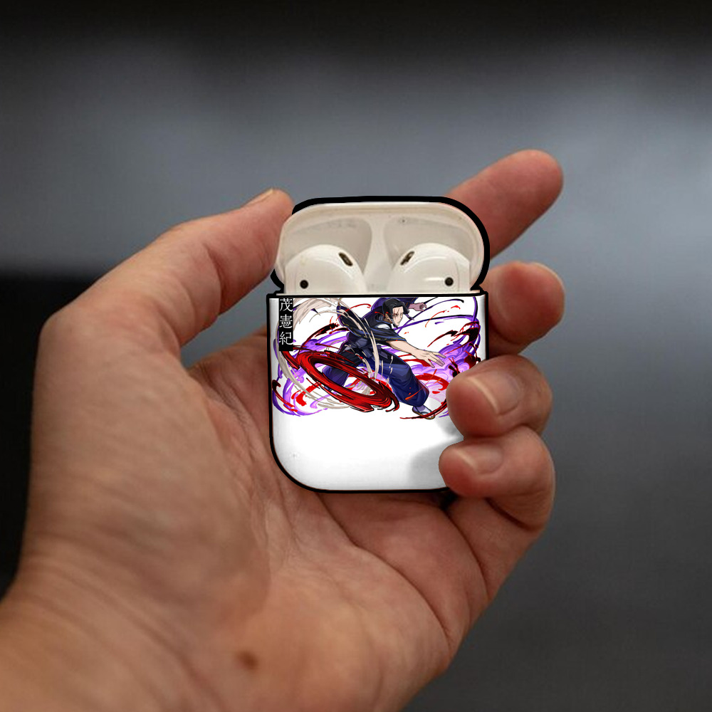 呪術廻戦 Jujutsu Kaisen AirPods 第2世代保護ケース ハードシェル ブラック 耐衝撃・防指紋・カラビナ付き