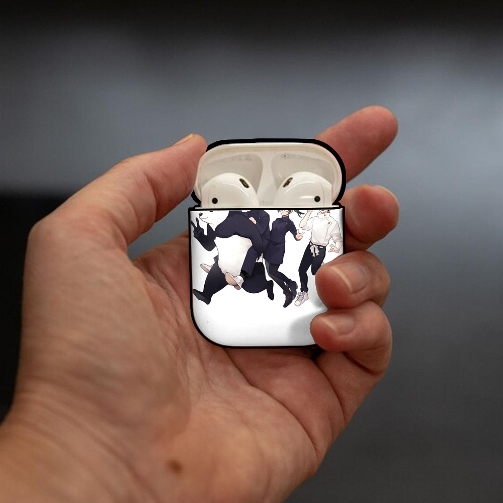 呪術廻戦 Jujutsu Kaisen AirPods 第2世代保護ケース ハードシェル ブラック 耐衝撃・防指紋・カラビナ付き