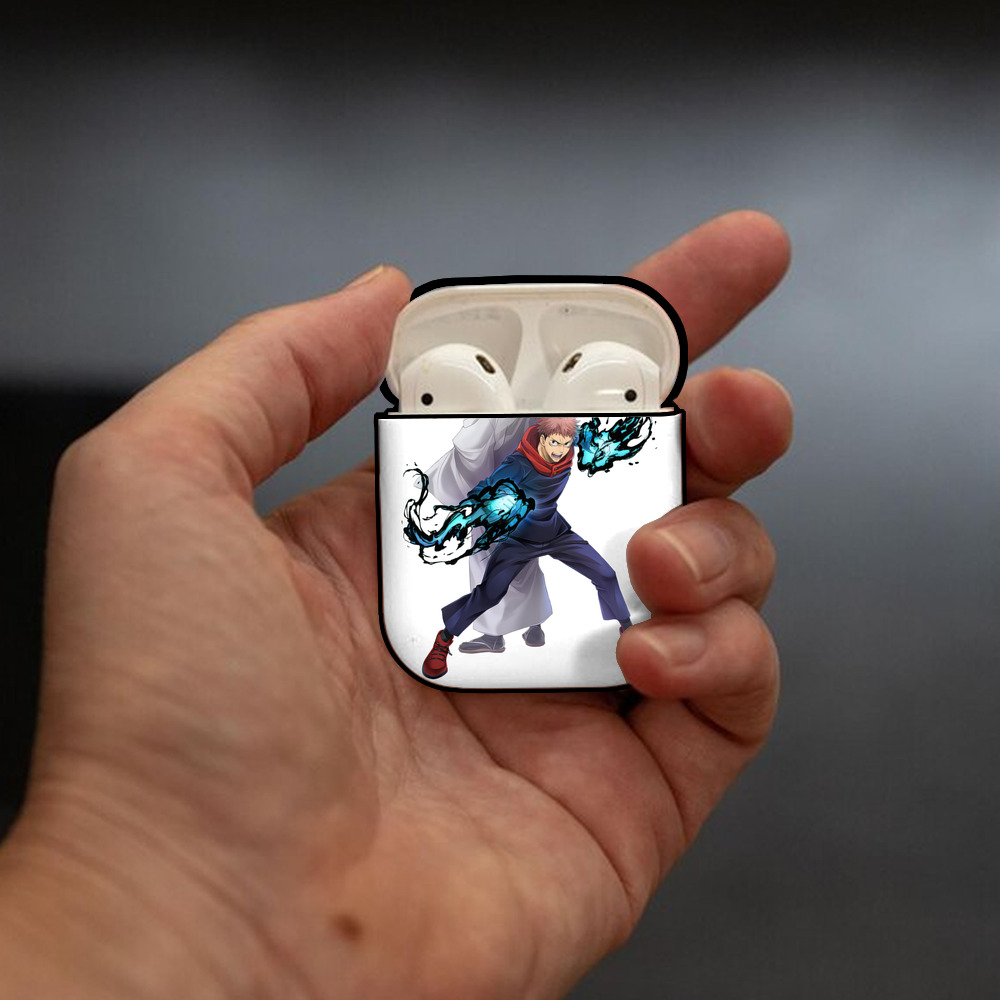 呪術廻戦 Jujutsu Kaisen AirPods 第2世代保護ケース ハードシェル ブラック 耐衝撃・防指紋・カラビナ付き