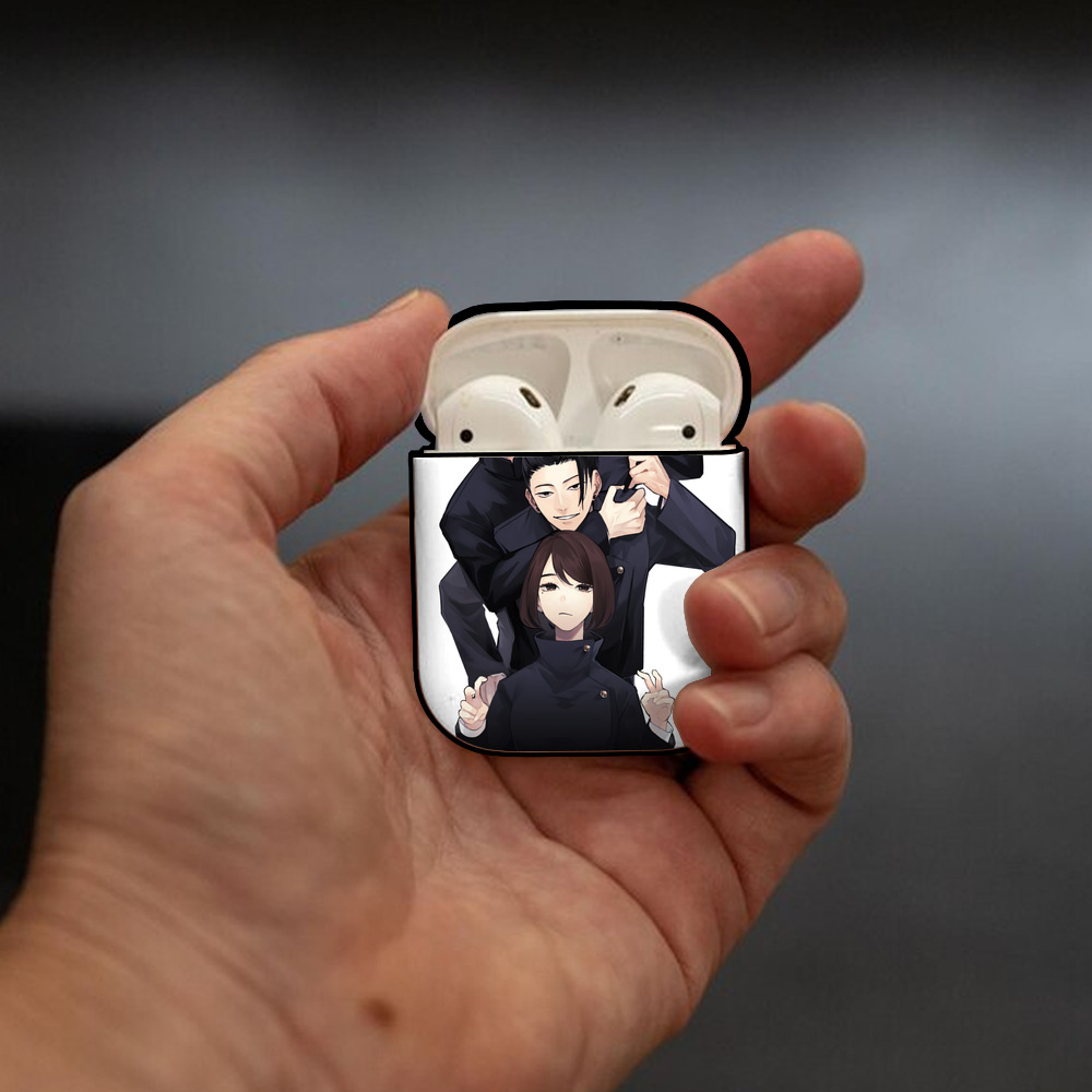 呪術廻戦 Jujutsu Kaisen AirPods 第2世代保護ケース ハードシェル ブラック 耐衝撃・防指紋・カラビナ付き