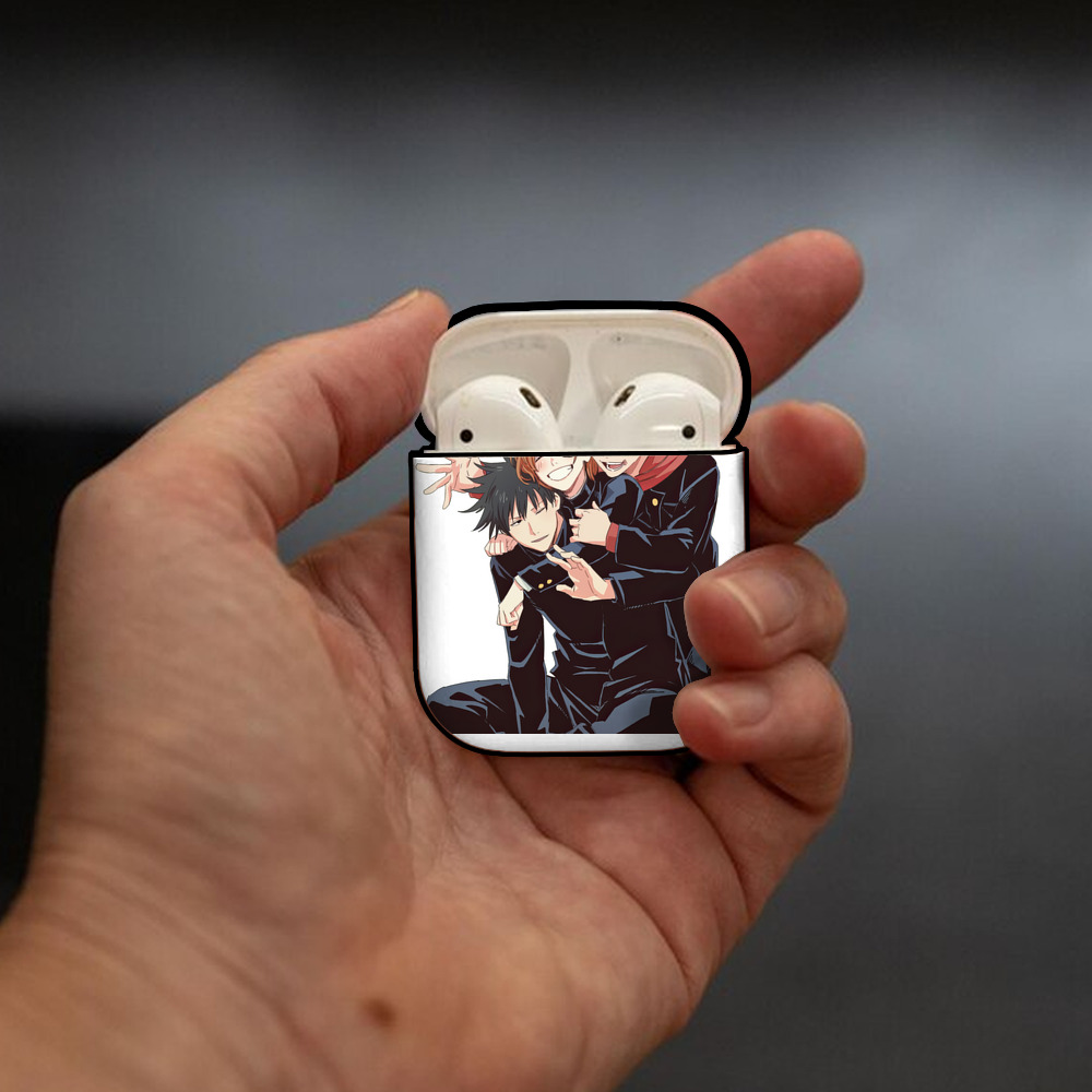 呪術廻戦 Jujutsu Kaisen AirPods 第2世代保護ケース ハードシェル ブラック 耐衝撃・防指紋・カラビナ付き