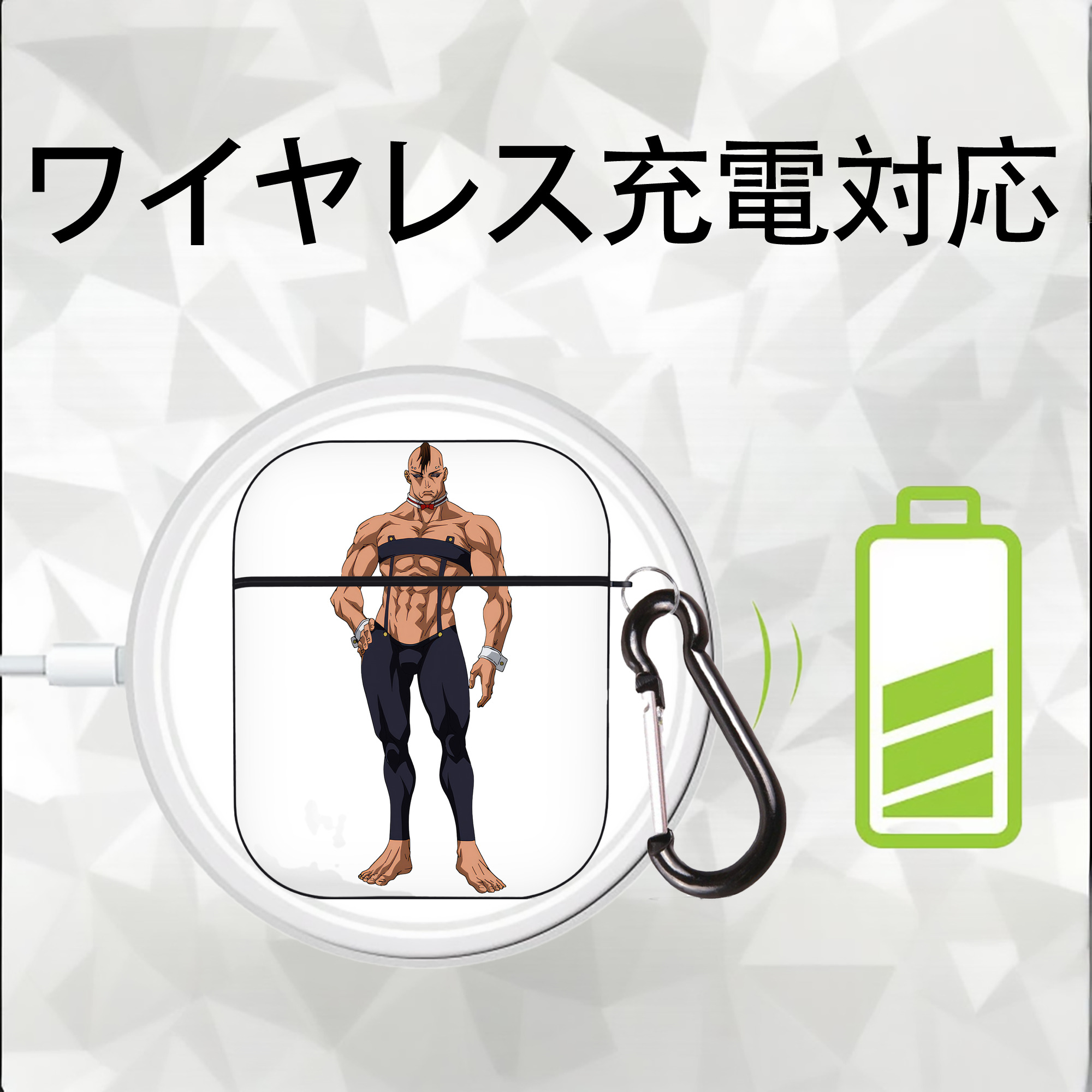 呪術廻戦 Jujutsu Kaisen AirPods 第2世代保護ケース ハードシェル ブラック 耐衝撃・防指紋・カラビナ付き