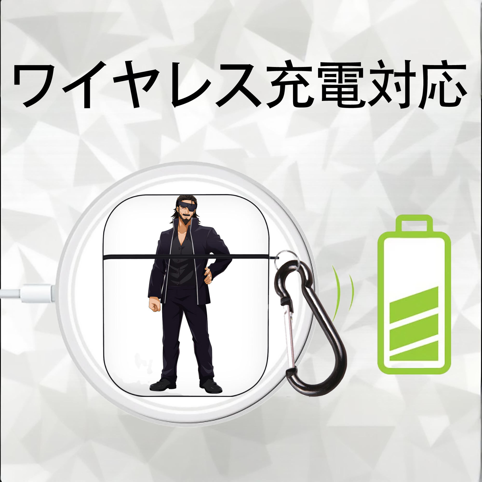 呪術廻戦 Jujutsu Kaisen AirPods 第2世代保護ケース ハードシェル ブラック 耐衝撃・防指紋・カラビナ付き