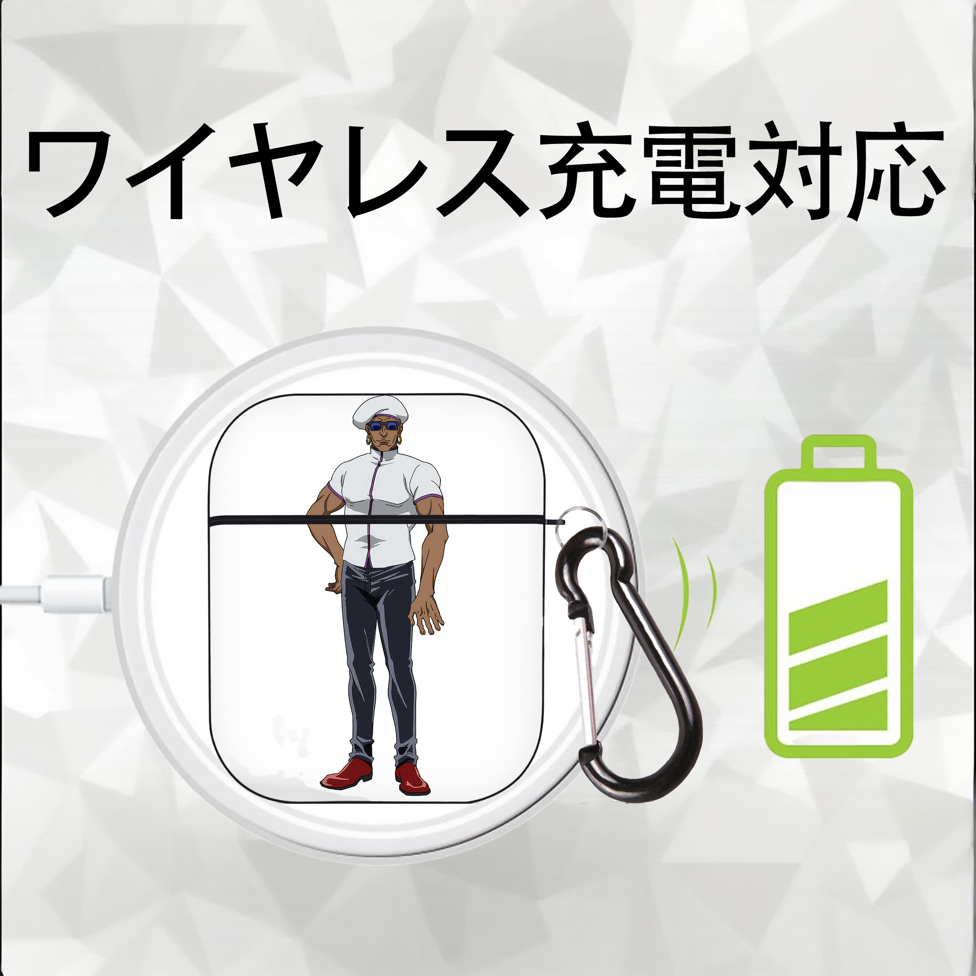 呪術廻戦 Jujutsu Kaisen AirPods 第2世代保護ケース ハードシェル ブラック 耐衝撃・防指紋・カラビナ付き