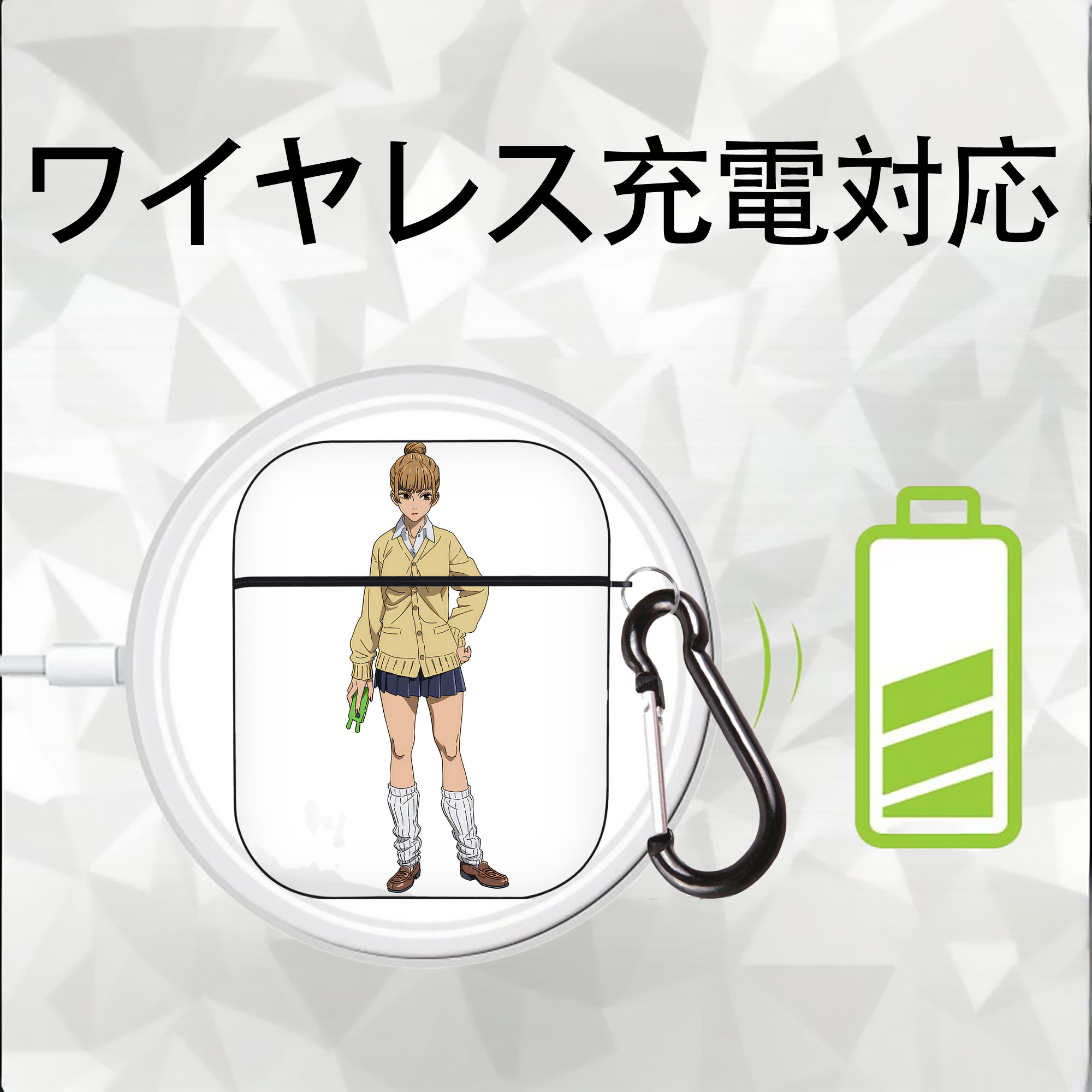 呪術廻戦 Jujutsu Kaisen AirPods 第2世代保護ケース ハードシェル ブラック 耐衝撃・防指紋・カラビナ付き