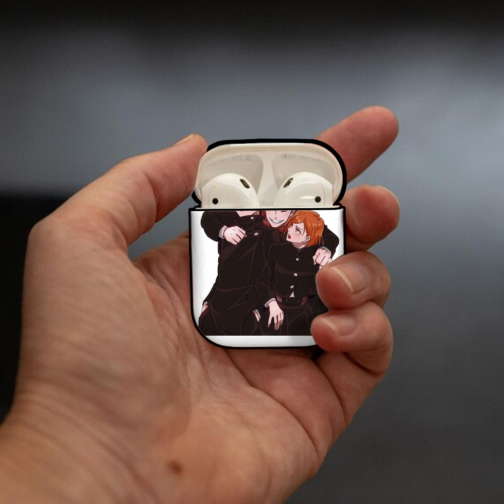 呪術廻戦 Jujutsu Kaisen AirPods 第2世代保護ケース ハードシェル ブラック 耐衝撃・防指紋・カラビナ付き