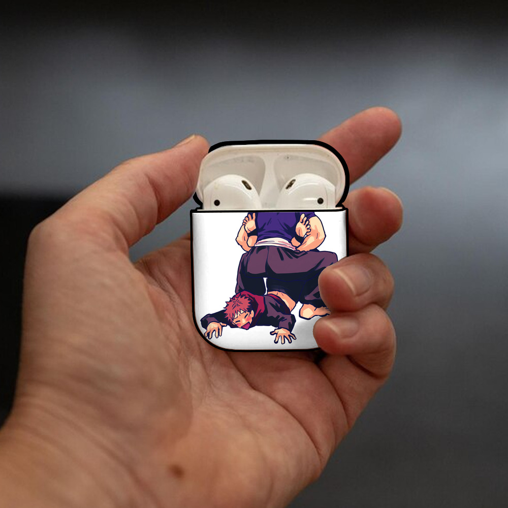 呪術廻戦 Jujutsu Kaisen AirPods 第2世代保護ケース ハードシェル ブラック 耐衝撃・防指紋・カラビナ付き