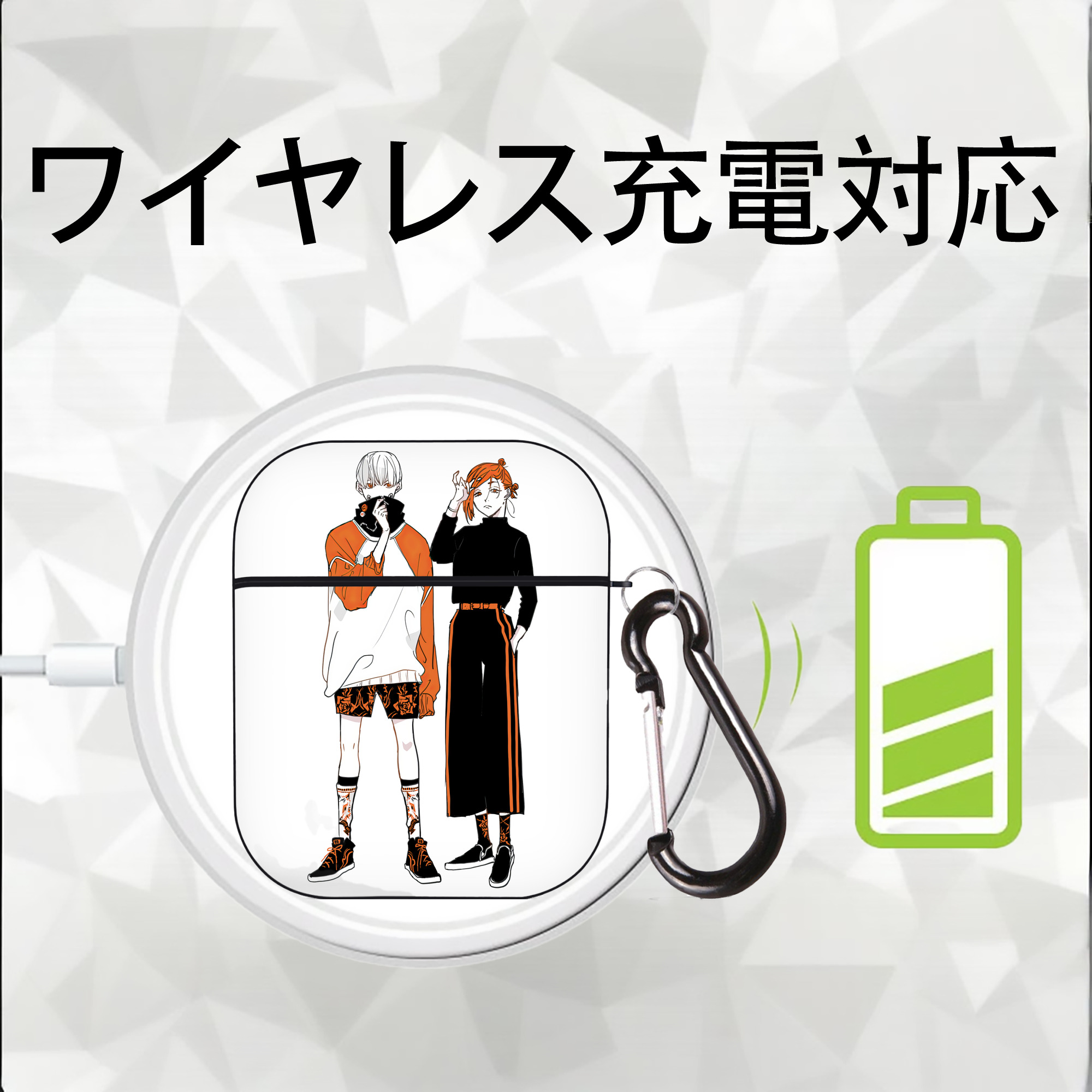 呪術廻戦 Jujutsu Kaisen AirPods 第2世代保護ケース ハードシェル ブラック 耐衝撃・防指紋・カラビナ付き