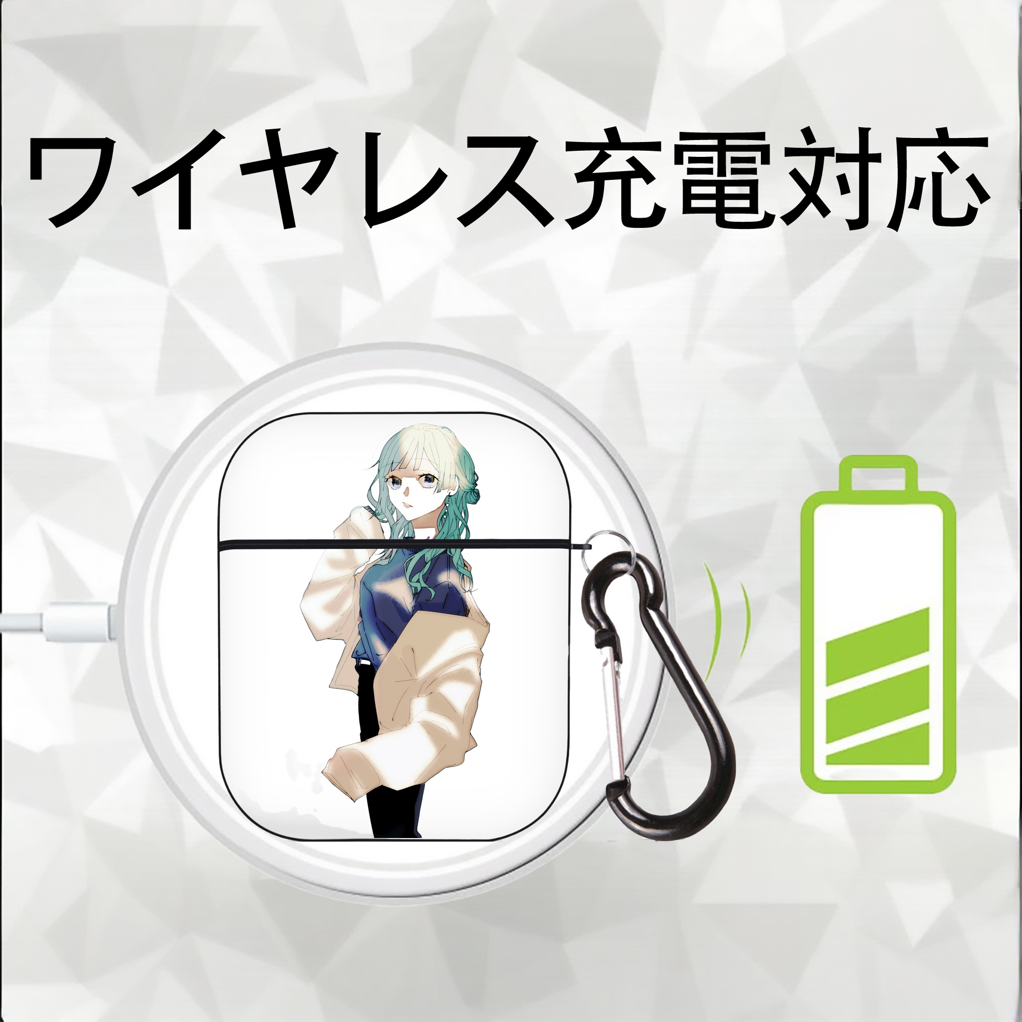呪術廻戦 Jujutsu Kaisen AirPods 第2世代保護ケース ハードシェル ブラック 耐衝撃・防指紋・カラビナ付き