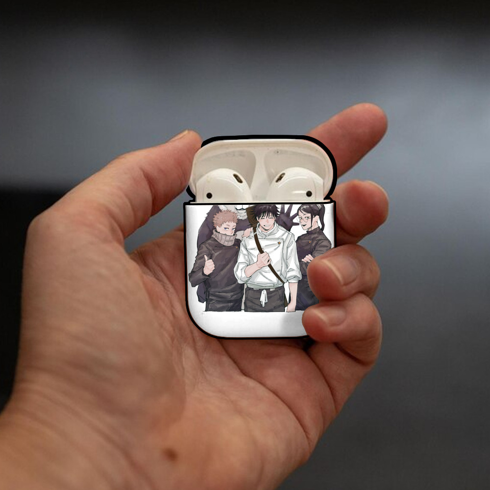 呪術廻戦 Jujutsu Kaisen AirPods 第2世代保護ケース ハードシェル ブラック 耐衝撃・防指紋・カラビナ付き