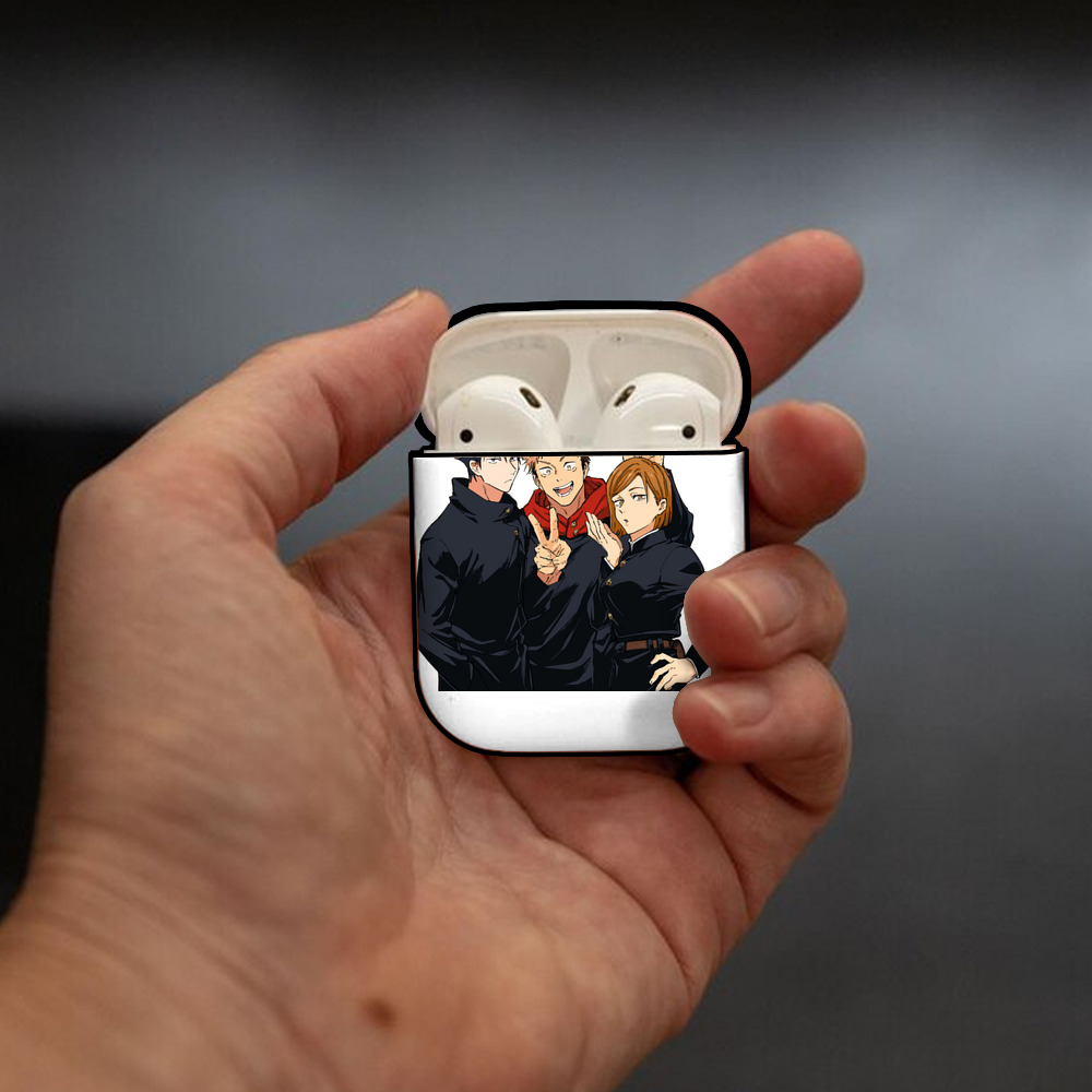 呪術廻戦 Jujutsu Kaisen AirPods 第2世代保護ケース ハードシェル ブラック 耐衝撃・防指紋・カラビナ付き