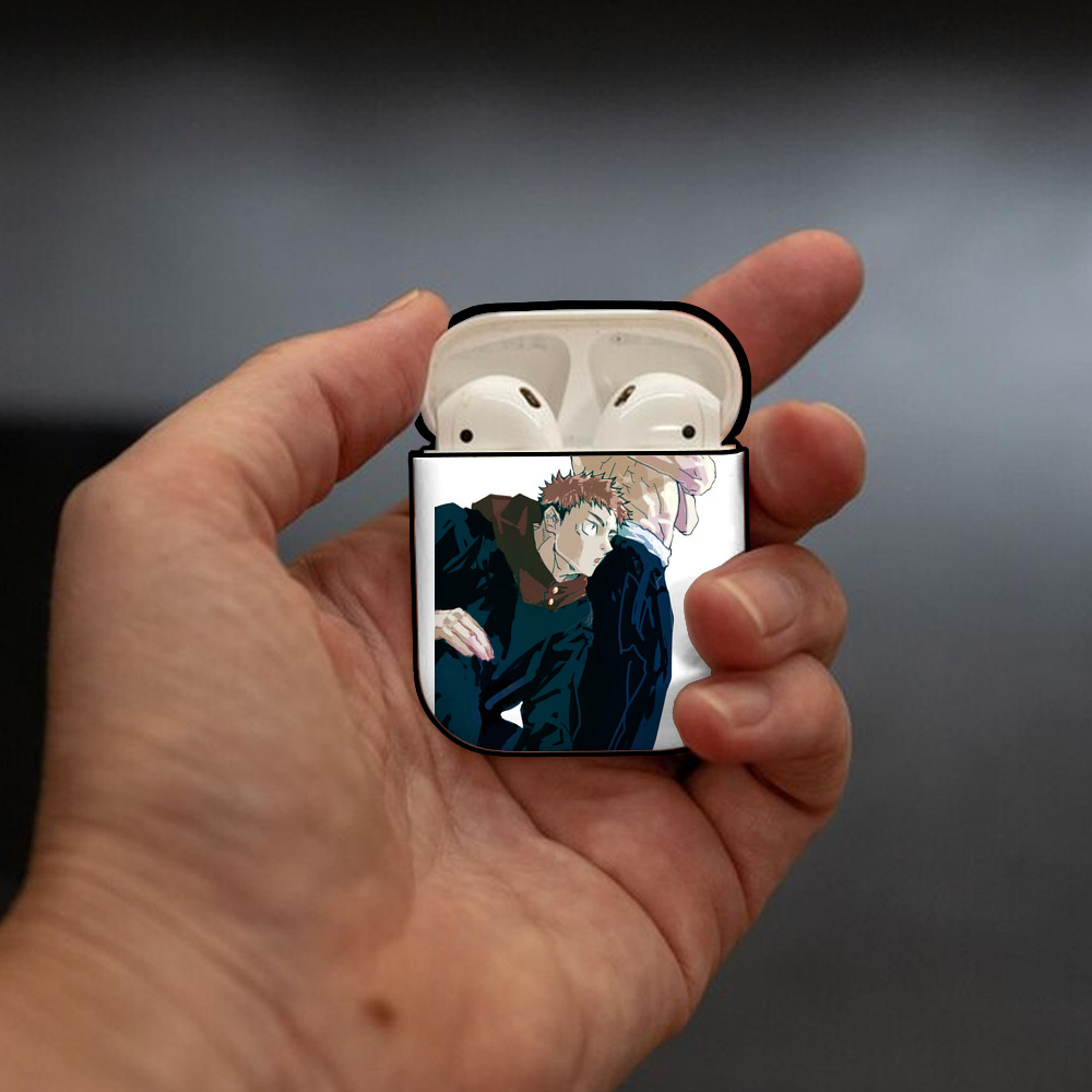 呪術廻戦 Jujutsu Kaisen AirPods 第2世代保護ケース ハードシェル ブラック 耐衝撃・防指紋・カラビナ付き