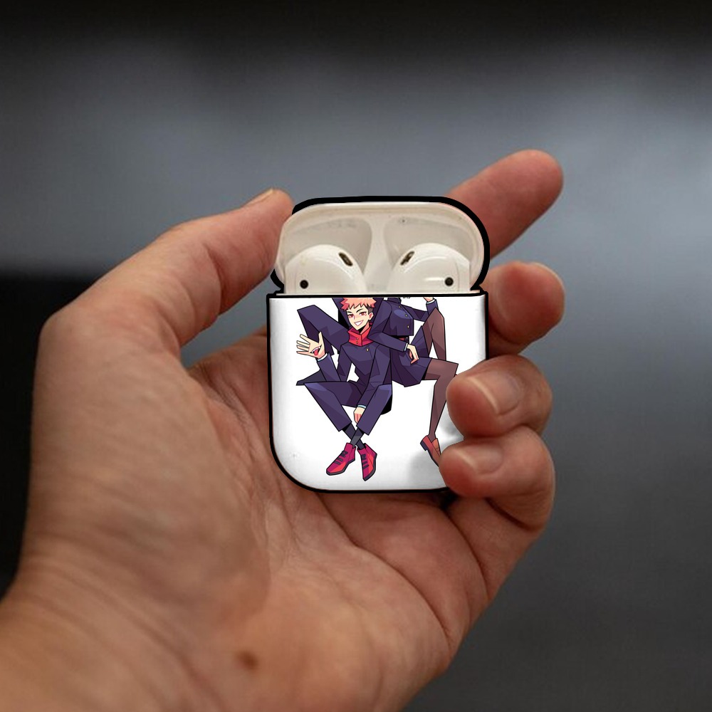 呪術廻戦 Jujutsu Kaisen AirPods 第2世代保護ケース ハードシェル ブラック 耐衝撃・防指紋・カラビナ付き