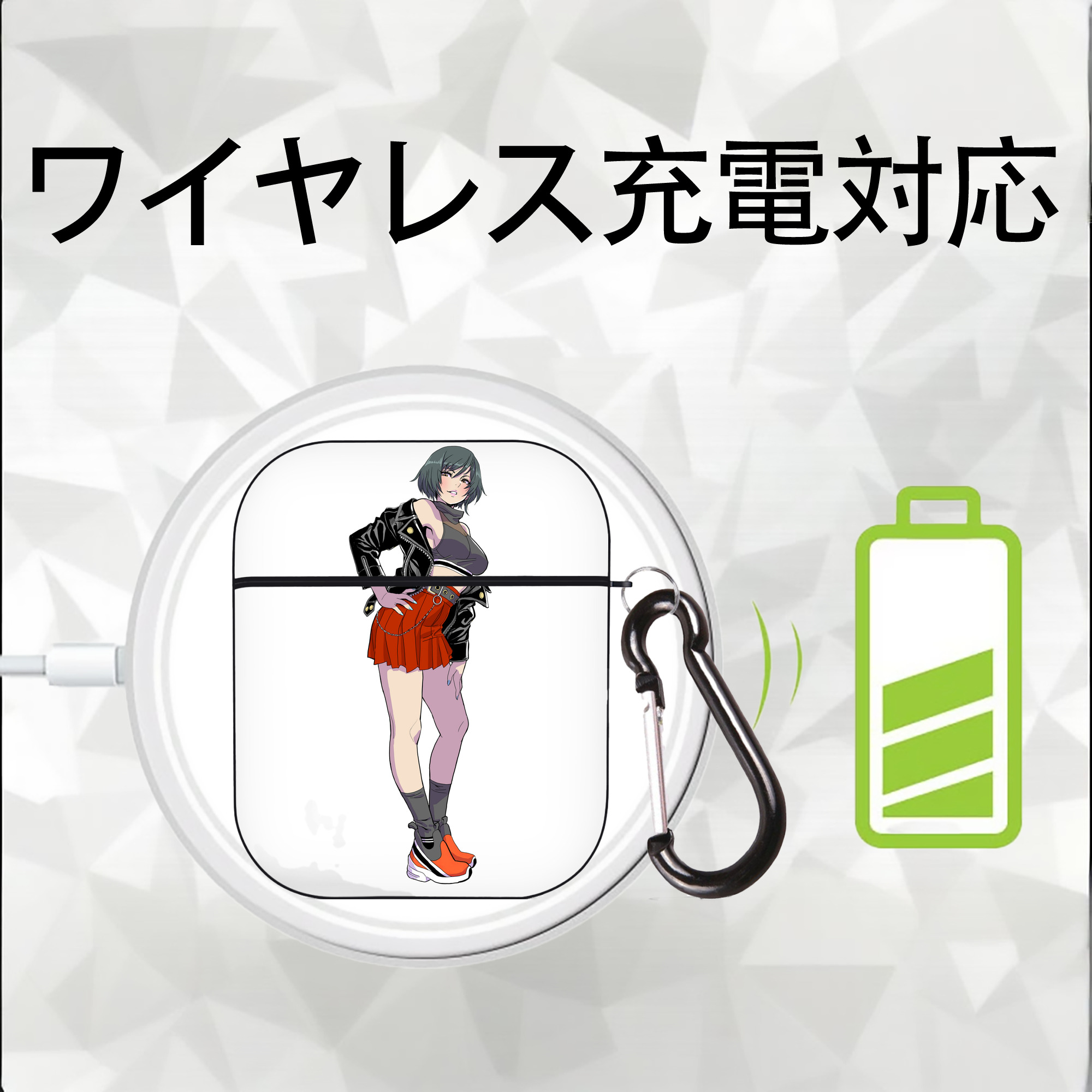 呪術廻戦 Jujutsu Kaisen AirPods 第2世代保護ケース ハードシェル ブラック 耐衝撃・防指紋・カラビナ付き