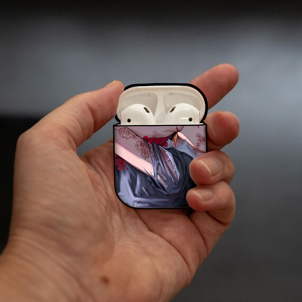 呪術廻戦 Jujutsu Kaisen AirPods 第2世代保護ケース ハードシェル ブラック 耐衝撃・防指紋・カラビナ付き