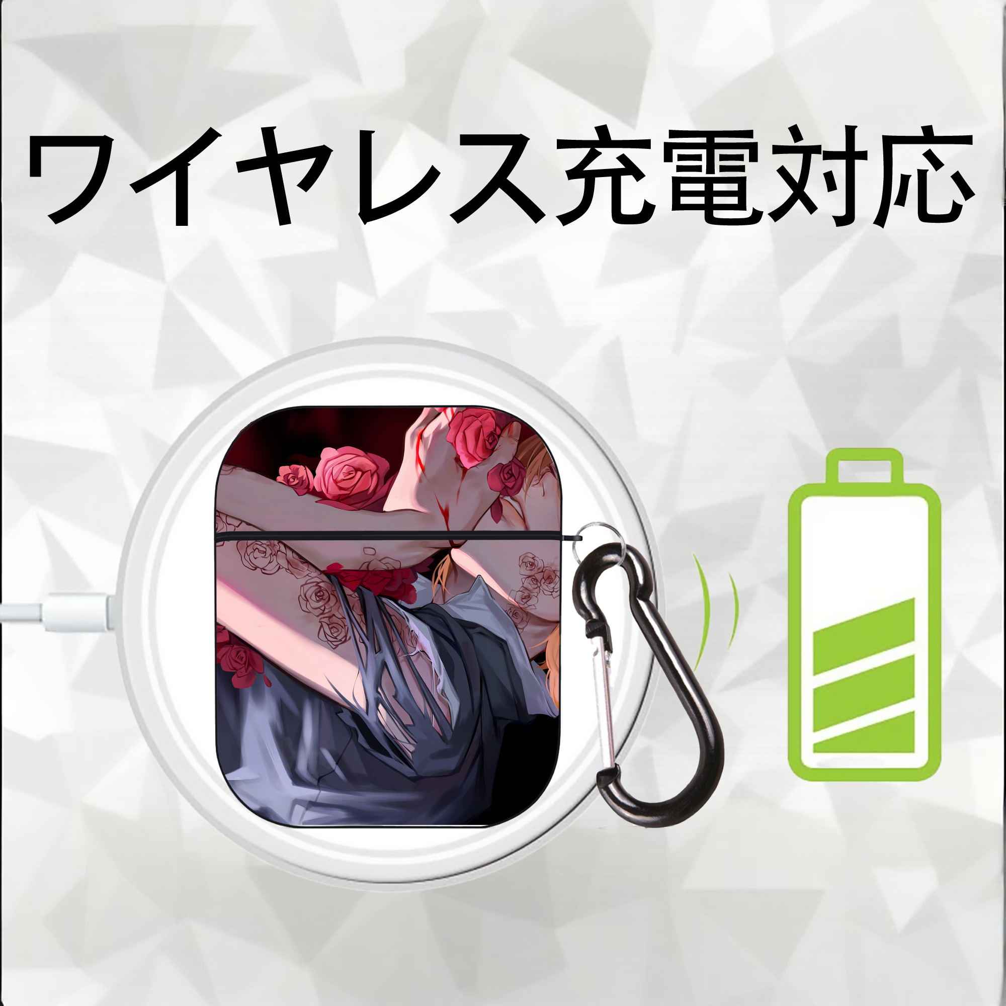 呪術廻戦 Jujutsu Kaisen AirPods 第2世代保護ケース ハードシェル ブラック 耐衝撃・防指紋・カラビナ付き