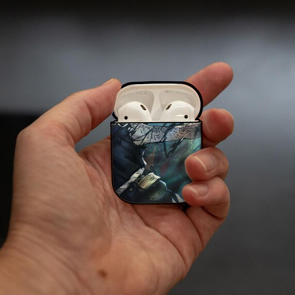 呪術廻戦 Jujutsu Kaisen AirPods 第2世代保護ケース ハードシェル ブラック 耐衝撃・防指紋・カラビナ付き