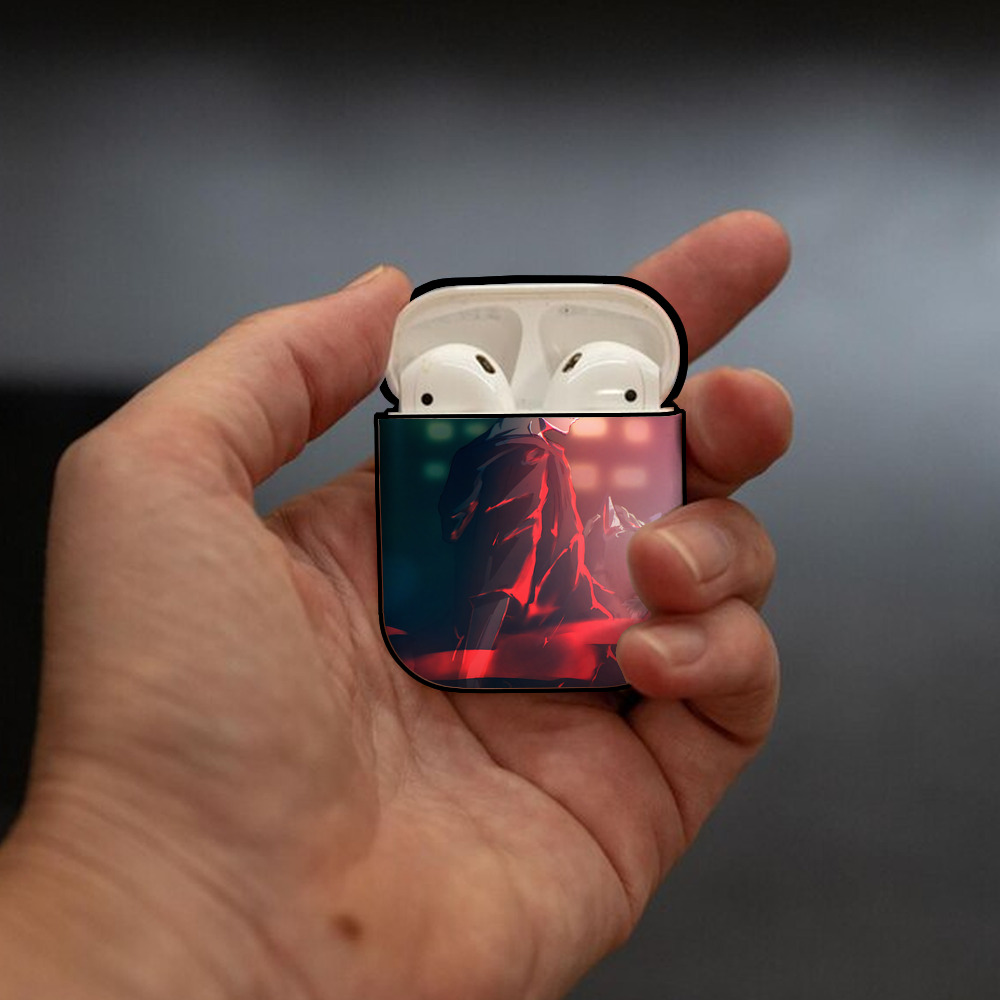 呪術廻戦 Jujutsu Kaisen AirPods 第2世代保護ケース ハードシェル ブラック 耐衝撃・防指紋・カラビナ付き