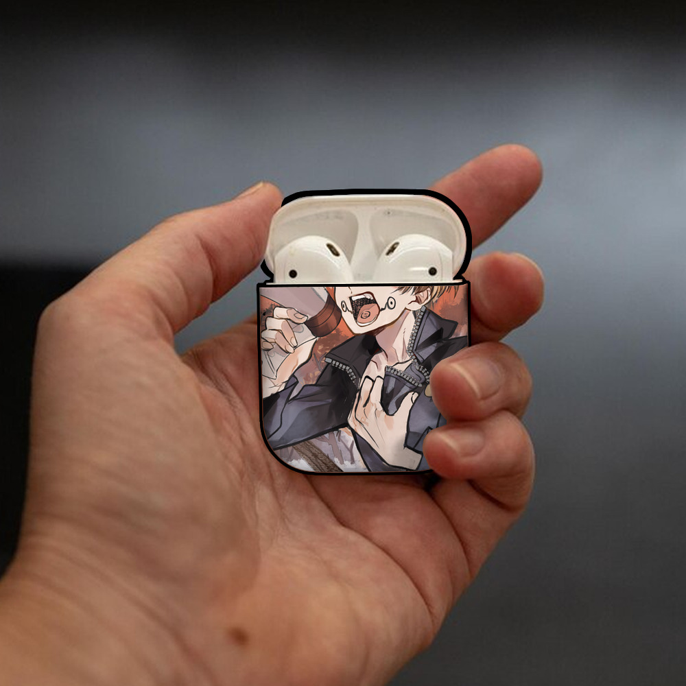 呪術廻戦 Jujutsu Kaisen AirPods 第2世代保護ケース ハードシェル ブラック 耐衝撃・防指紋・カラビナ付き
