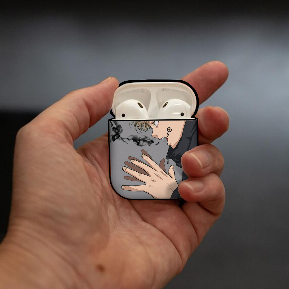 呪術廻戦 Jujutsu Kaisen AirPods 第2世代保護ケース ハードシェル ブラック 耐衝撃・防指紋・カラビナ付き