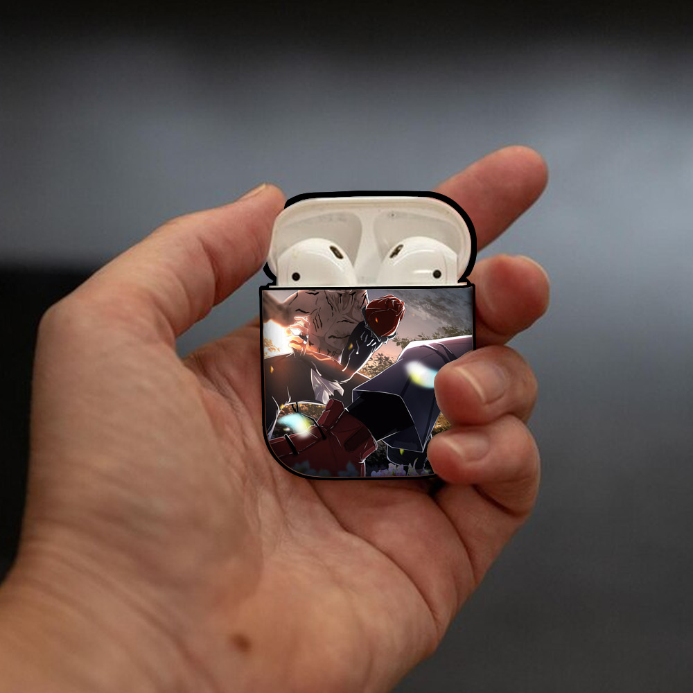 呪術廻戦 Jujutsu Kaisen AirPods 第2世代保護ケース ハードシェル ブラック 耐衝撃・防指紋・カラビナ付き