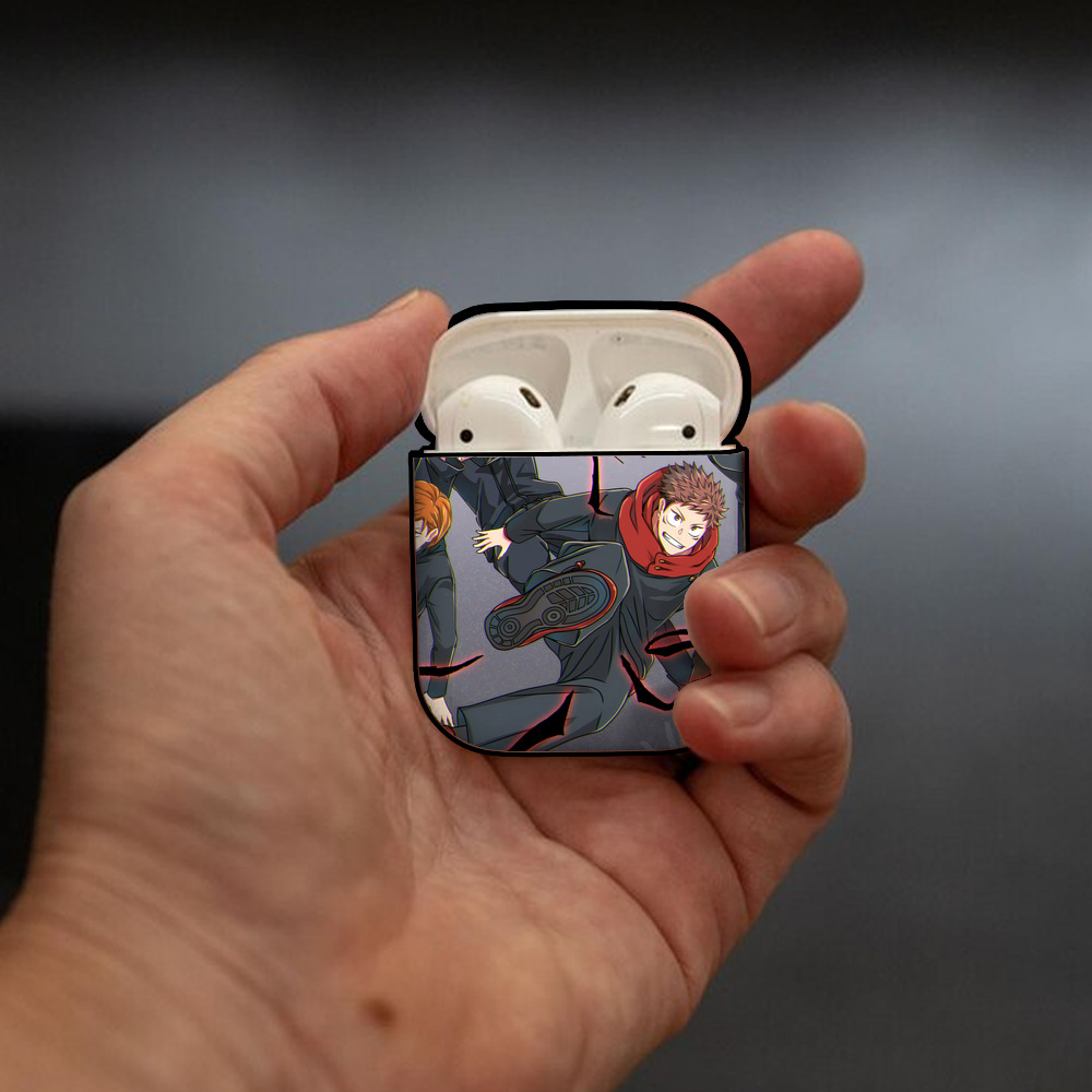 呪術廻戦 Jujutsu Kaisen AirPods 第2世代保護ケース ハードシェル ブラック 耐衝撃・防指紋・カラビナ付き