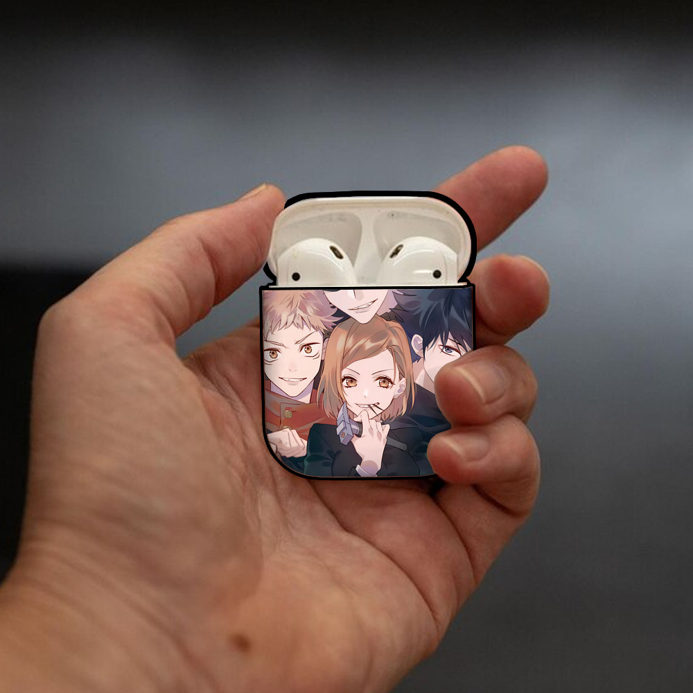 呪術廻戦 Jujutsu Kaisen AirPods 第2世代保護ケース ハードシェル ブラック 耐衝撃・防指紋・カラビナ付き