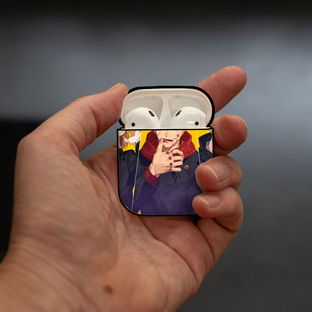 呪術廻戦 Jujutsu Kaisen AirPods 第2世代保護ケース ハードシェル ブラック 耐衝撃・防指紋・カラビナ付き