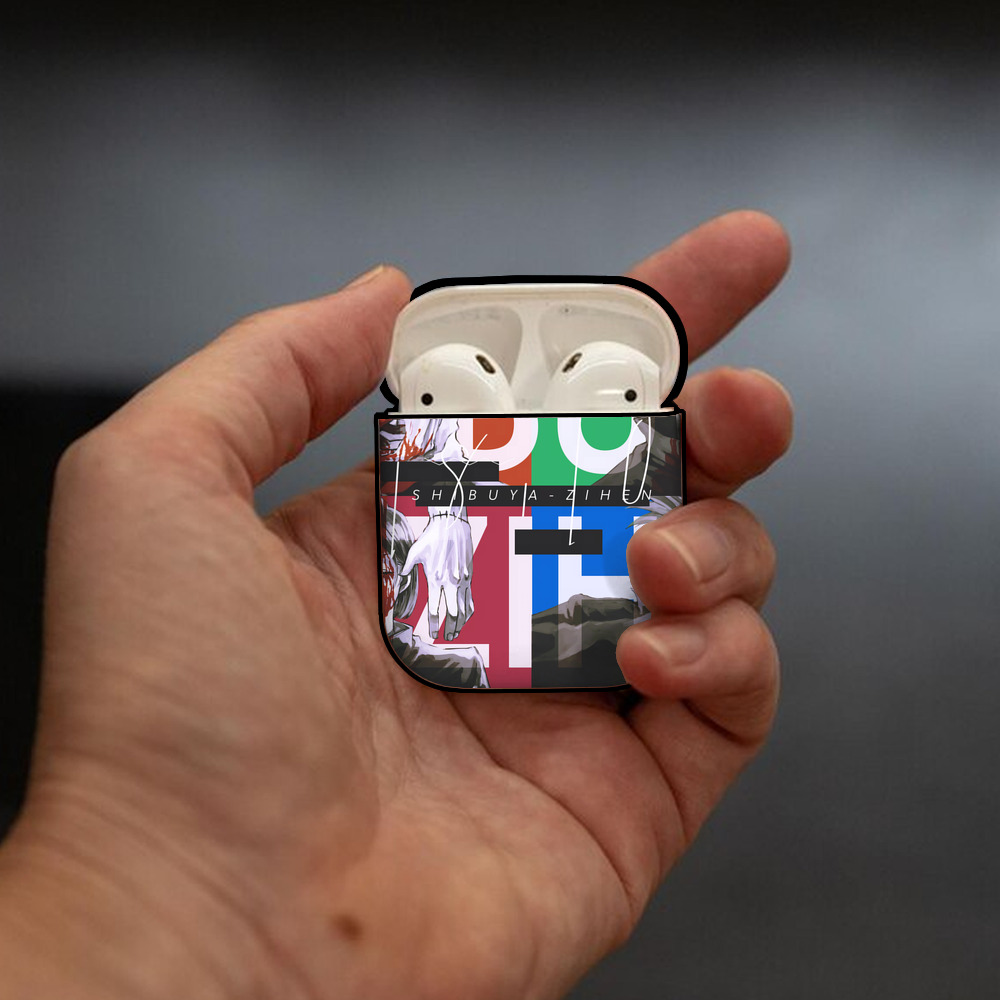 呪術廻戦 Jujutsu Kaisen AirPods 第2世代保護ケース ハードシェル ブラック 耐衝撃・防指紋・カラビナ付き