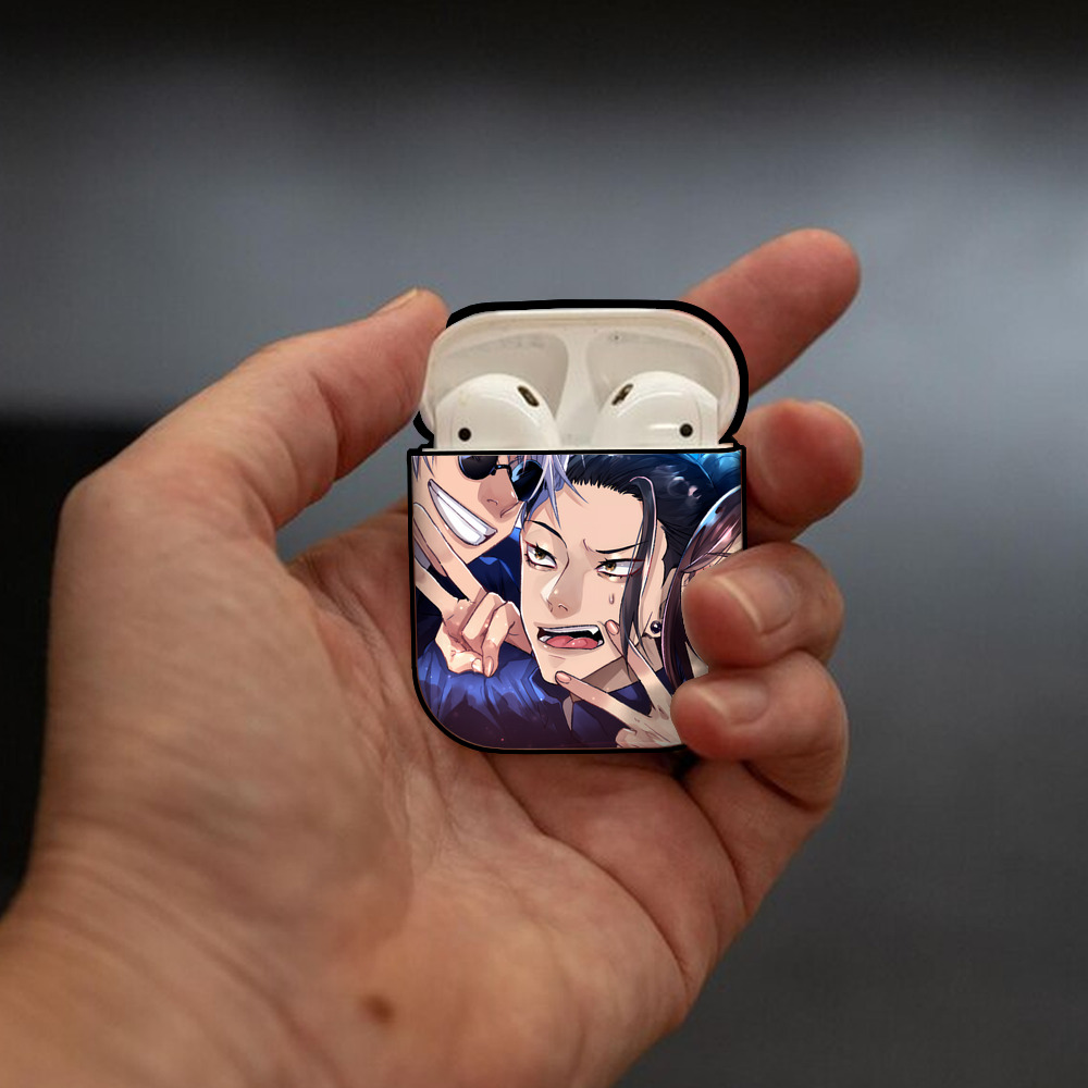 呪術廻戦 Jujutsu Kaisen AirPods 第2世代保護ケース ハードシェル ブラック 耐衝撃・防指紋・カラビナ付き