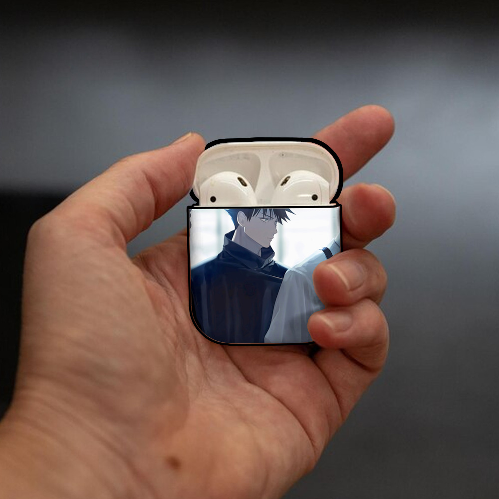 呪術廻戦 Jujutsu Kaisen AirPods 第2世代保護ケース ハードシェル ブラック 耐衝撃・防指紋・カラビナ付き