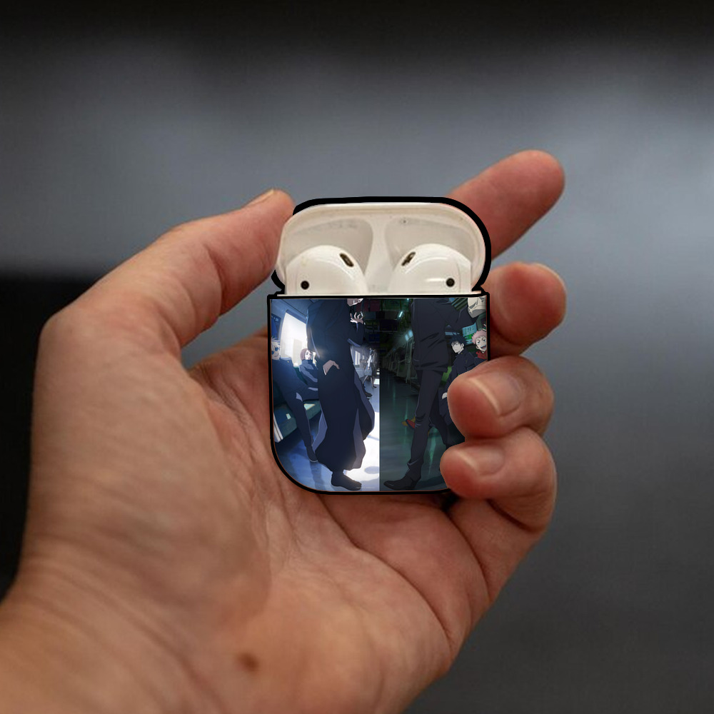 呪術廻戦 Jujutsu Kaisen AirPods 第2世代保護ケース ハードシェル ブラック 耐衝撃・防指紋・カラビナ付き