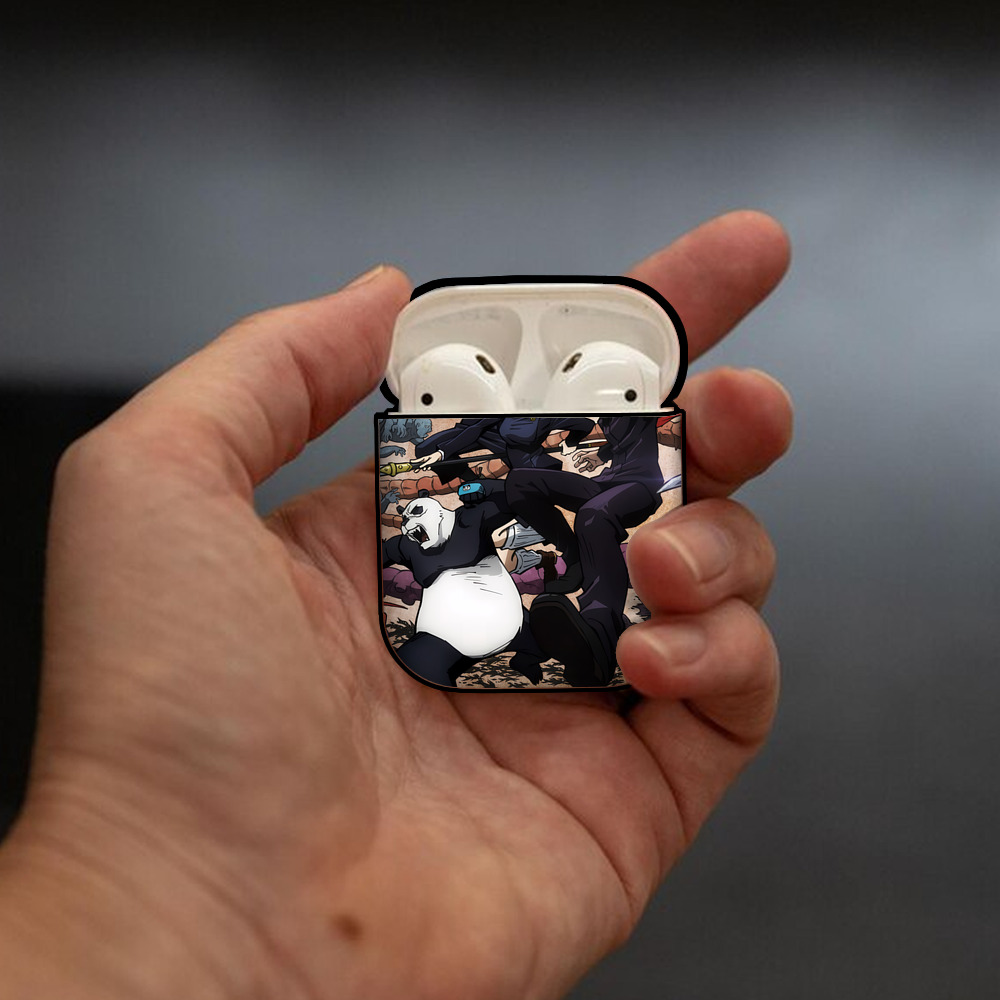 呪術廻戦 Jujutsu Kaisen AirPods 第2世代保護ケース ハードシェル ブラック 耐衝撃・防指紋・カラビナ付き