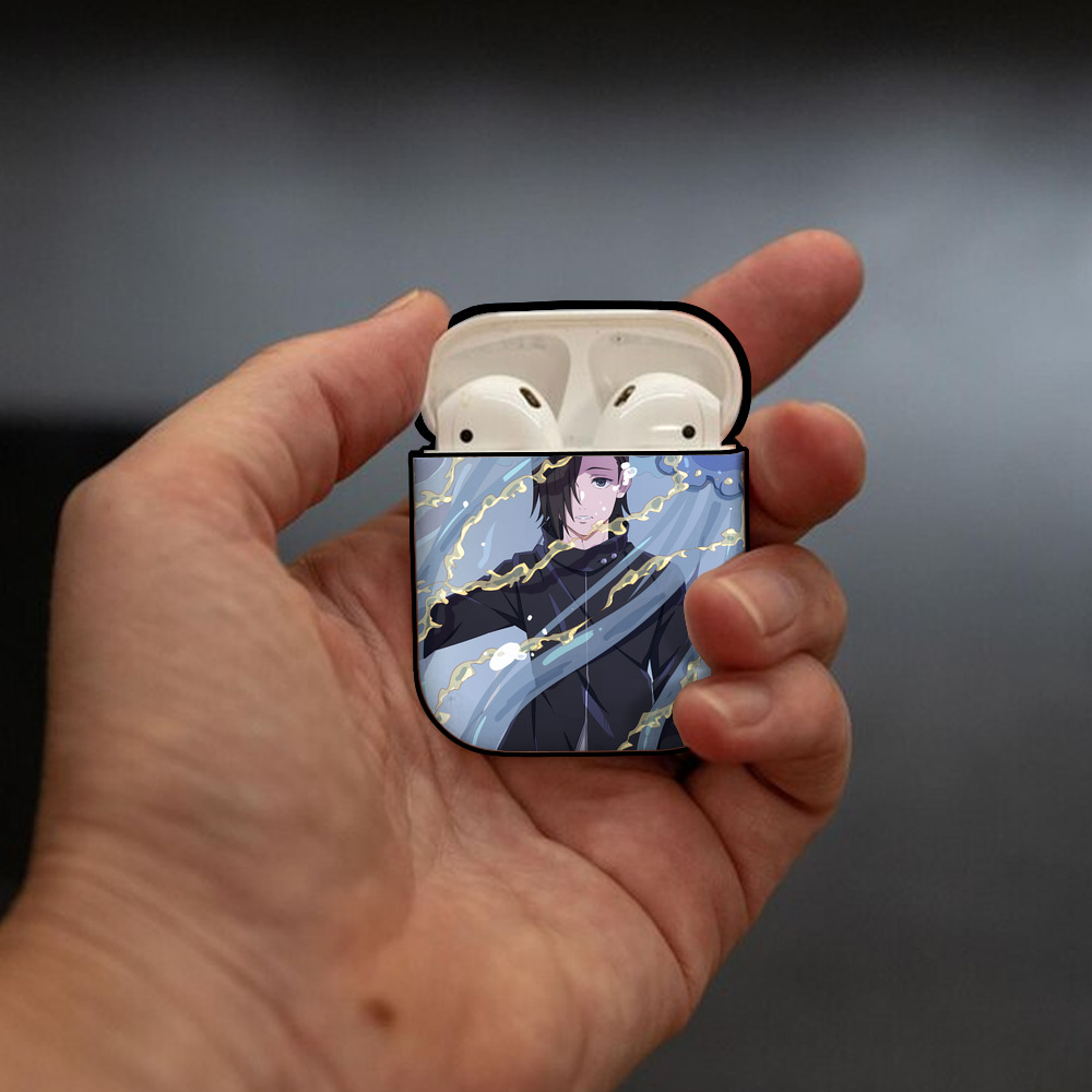 呪術廻戦 Jujutsu Kaisen AirPods 第2世代保護ケース ハードシェル ブラック 耐衝撃・防指紋・カラビナ付き