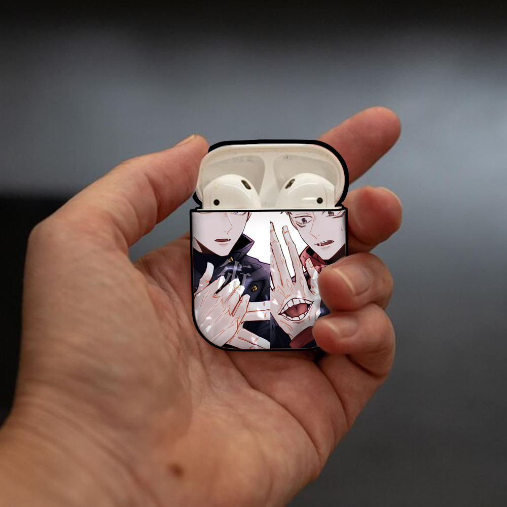 呪術廻戦 Jujutsu Kaisen AirPods 第2世代保護ケース ハードシェル ブラック 耐衝撃・防指紋・カラビナ付き