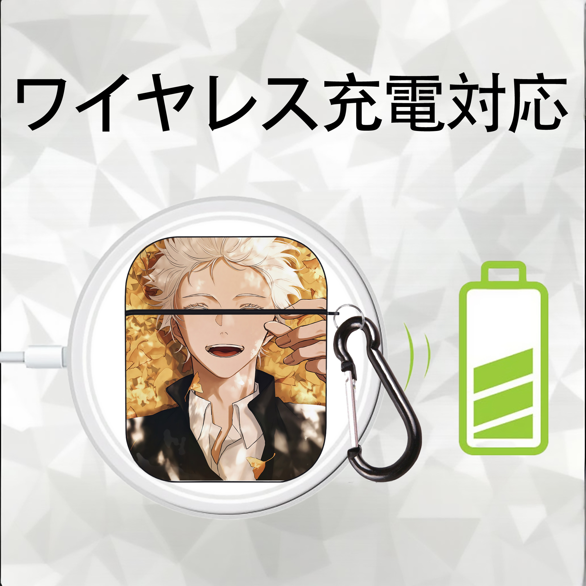 呪術廻戦 Jujutsu Kaisen AirPods 第2世代保護ケース ハードシェル ブラック 耐衝撃・防指紋・カラビナ付き