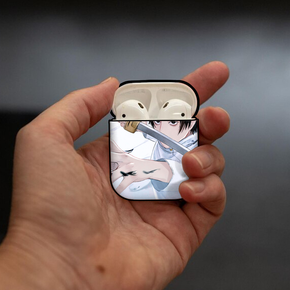 呪術廻戦 Jujutsu Kaisen AirPods 第2世代保護ケース ハードシェル ブラック 耐衝撃・防指紋・カラビナ付き