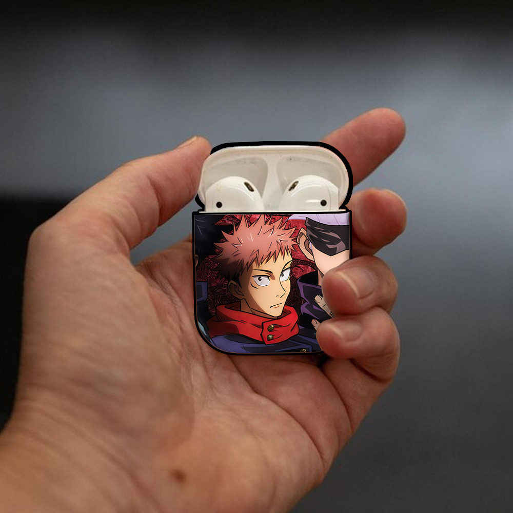 呪術廻戦 Jujutsu Kaisen AirPods 第2世代保護ケース ハードシェル ブラック 耐衝撃・防指紋・カラビナ付き