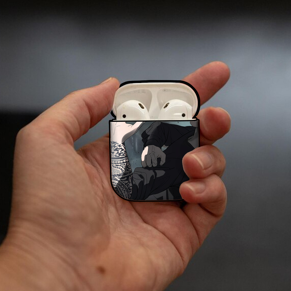 呪術廻戦 Jujutsu Kaisen AirPods 第2世代保護ケース ハードシェル ブラック 耐衝撃・防指紋・カラビナ付き