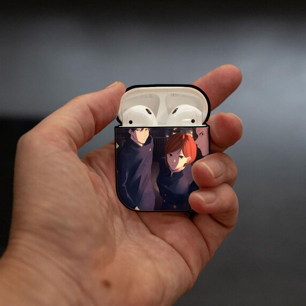 呪術廻戦 Jujutsu Kaisen AirPods 第2世代保護ケース ハードシェル ブラック 耐衝撃・防指紋・カラビナ付き