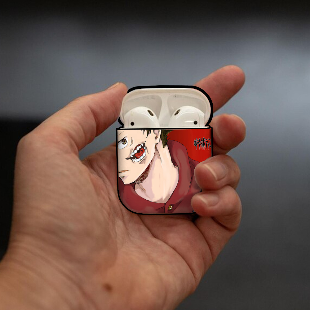呪術廻戦 Jujutsu Kaisen AirPods 第2世代保護ケース ハードシェル ブラック 耐衝撃・防指紋・カラビナ付き